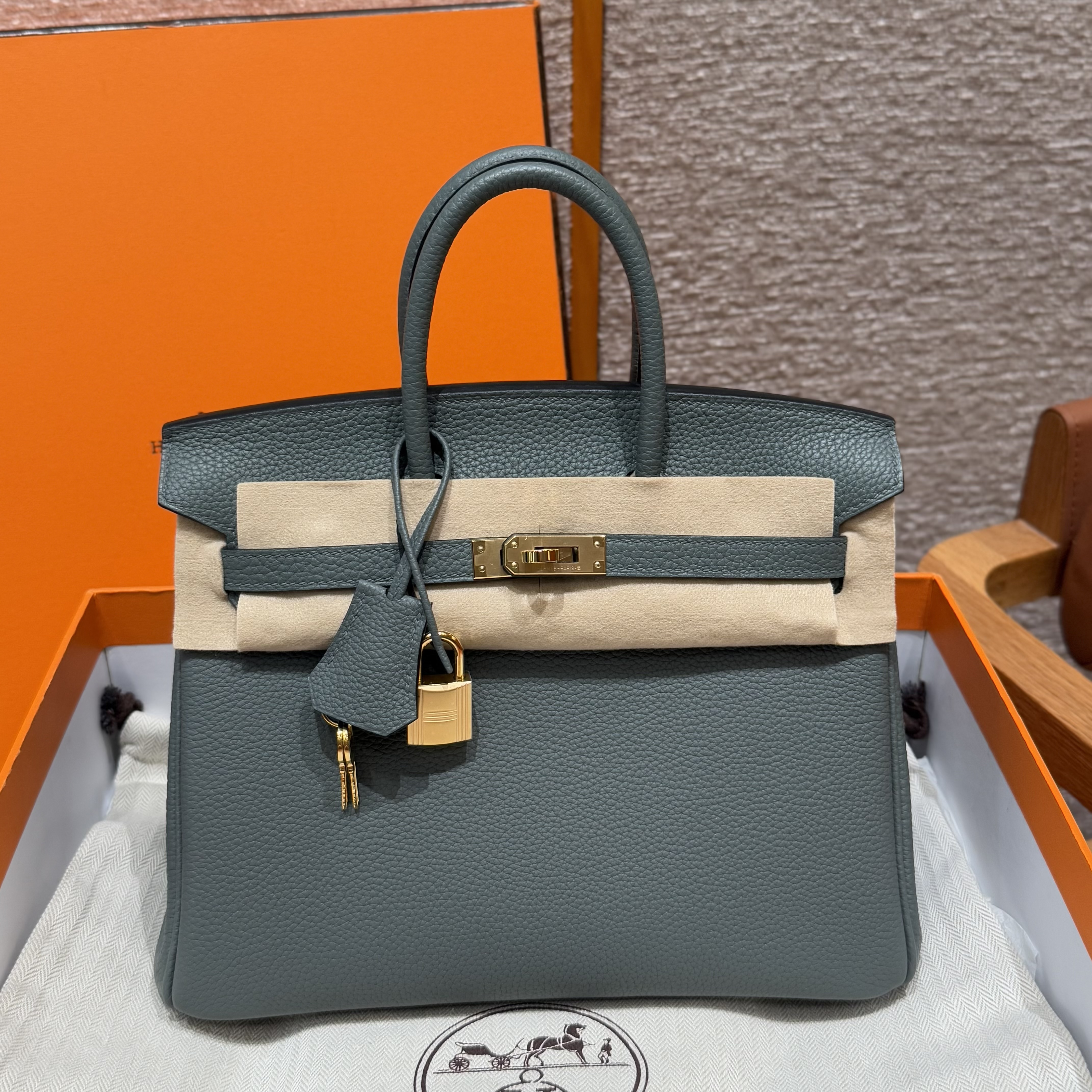Hermes Vert Amanda Togo Birkin 25 Bag