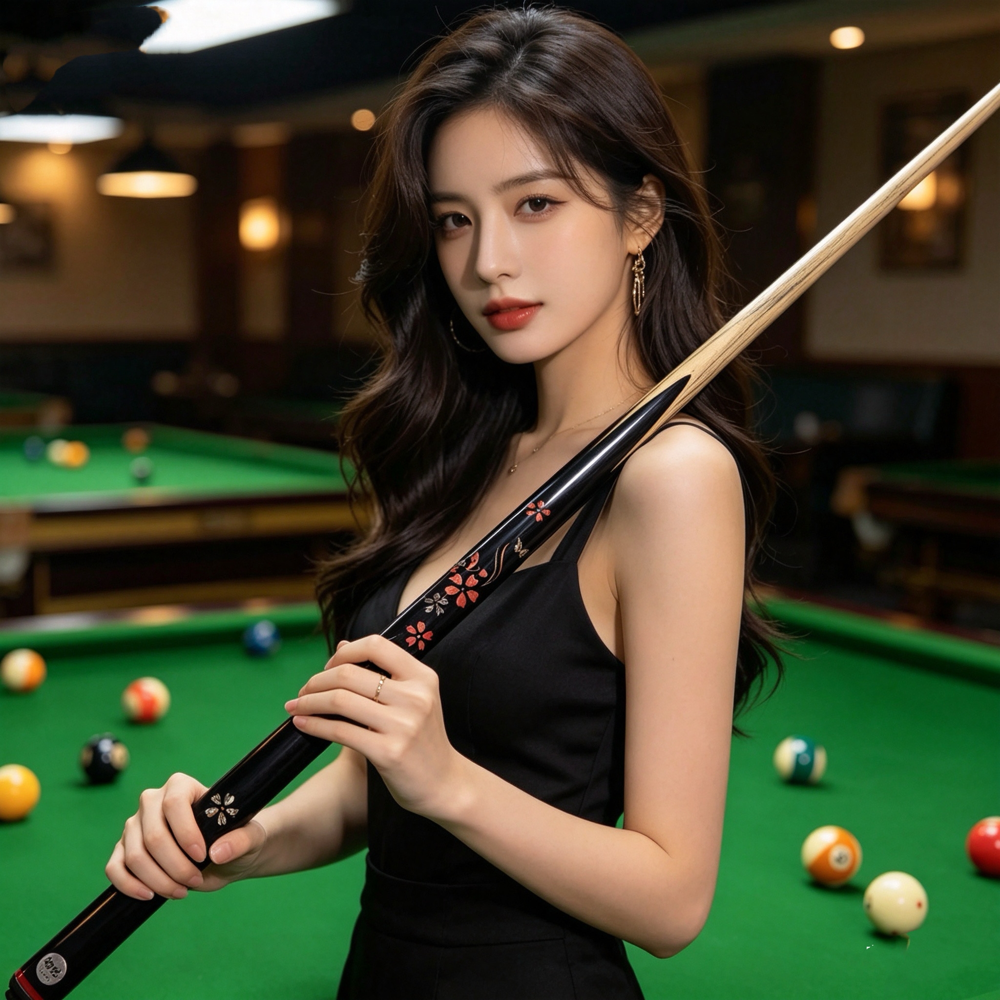 ACSWORD  Luoying One-Piece Snooker Cue – Handcrafted Ash Shaft & Ebony Butt with Hand Inlay | Complete Cue Set with Free Accessories