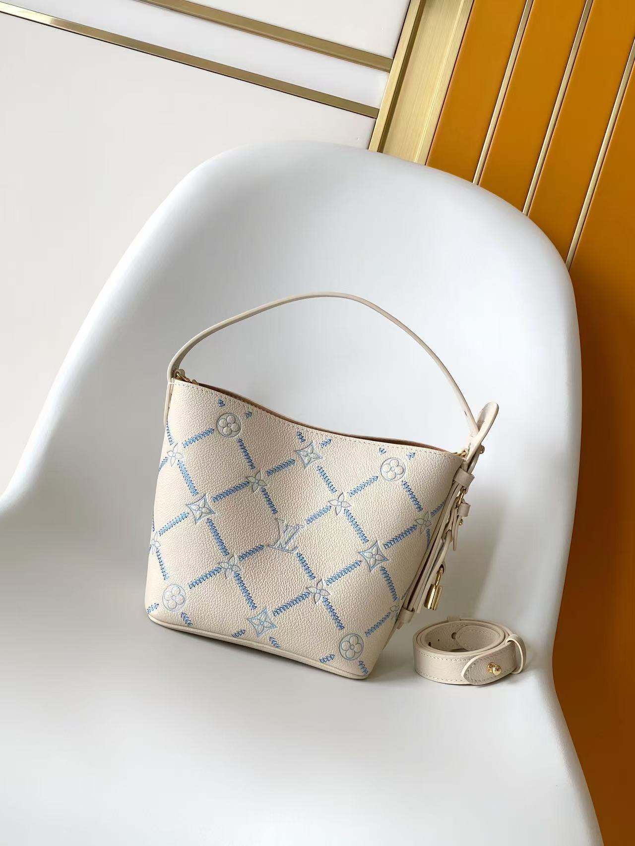 Louis Vuitton White Embroidered All In BB Handbag