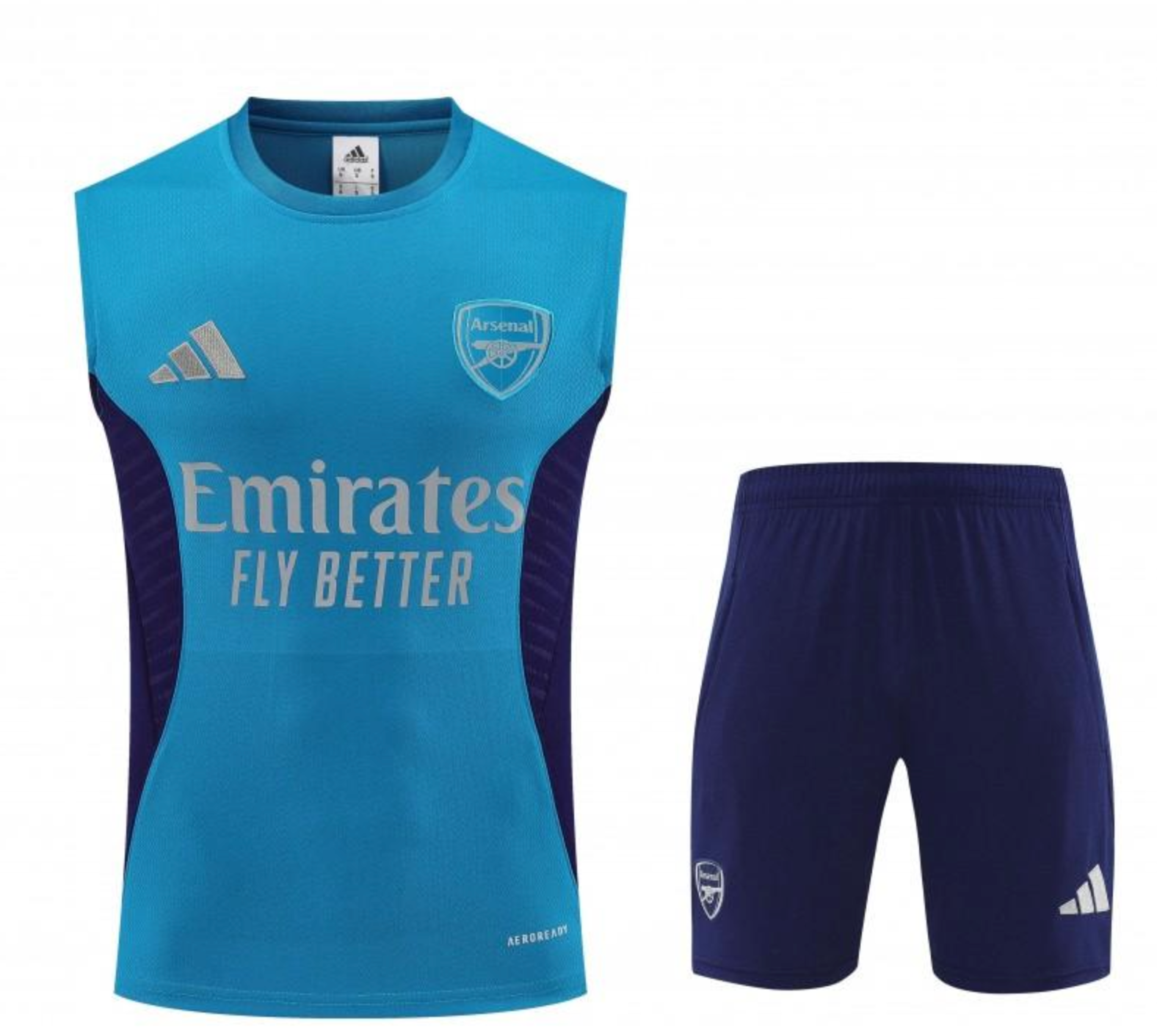 26/27 Arsenal Light Blue & Navy Blue Sleeveless Training Vest + Shorts S-2XL