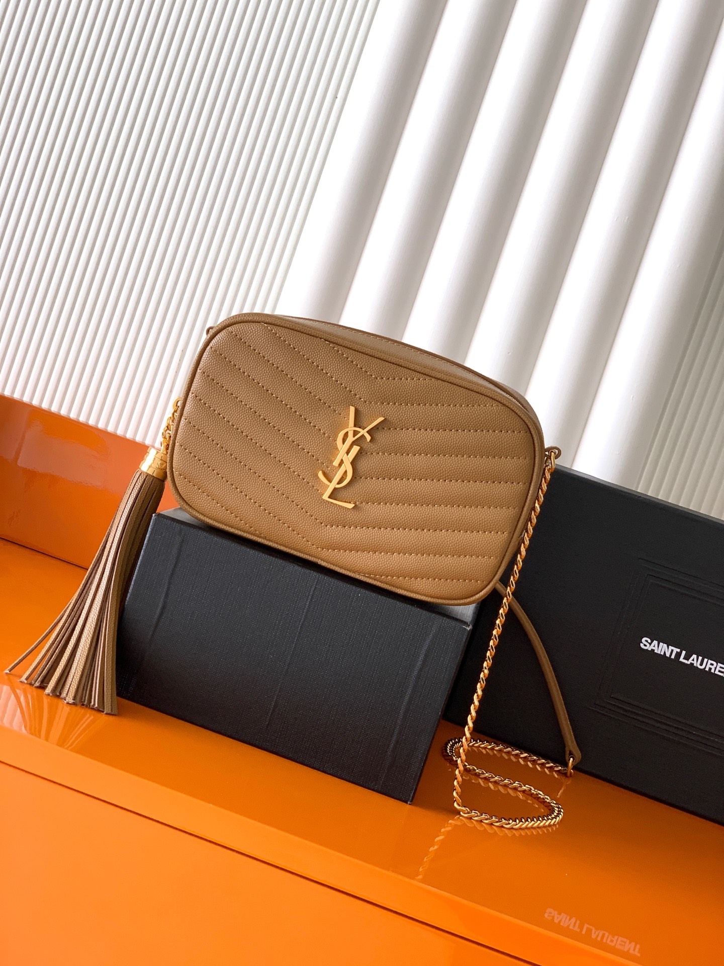 YSL Saint Laurent Lou Mini Bag in Quilted leather-Cinnamon