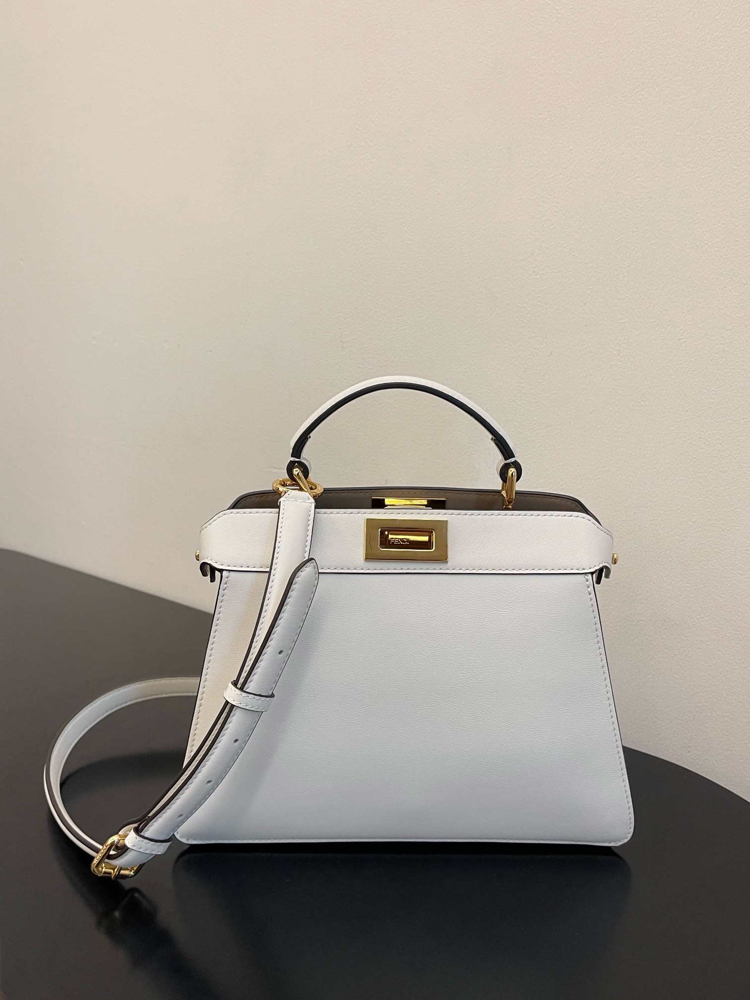 Fendi Iconic Peekaboo ISeeU Small Leather Bag-White