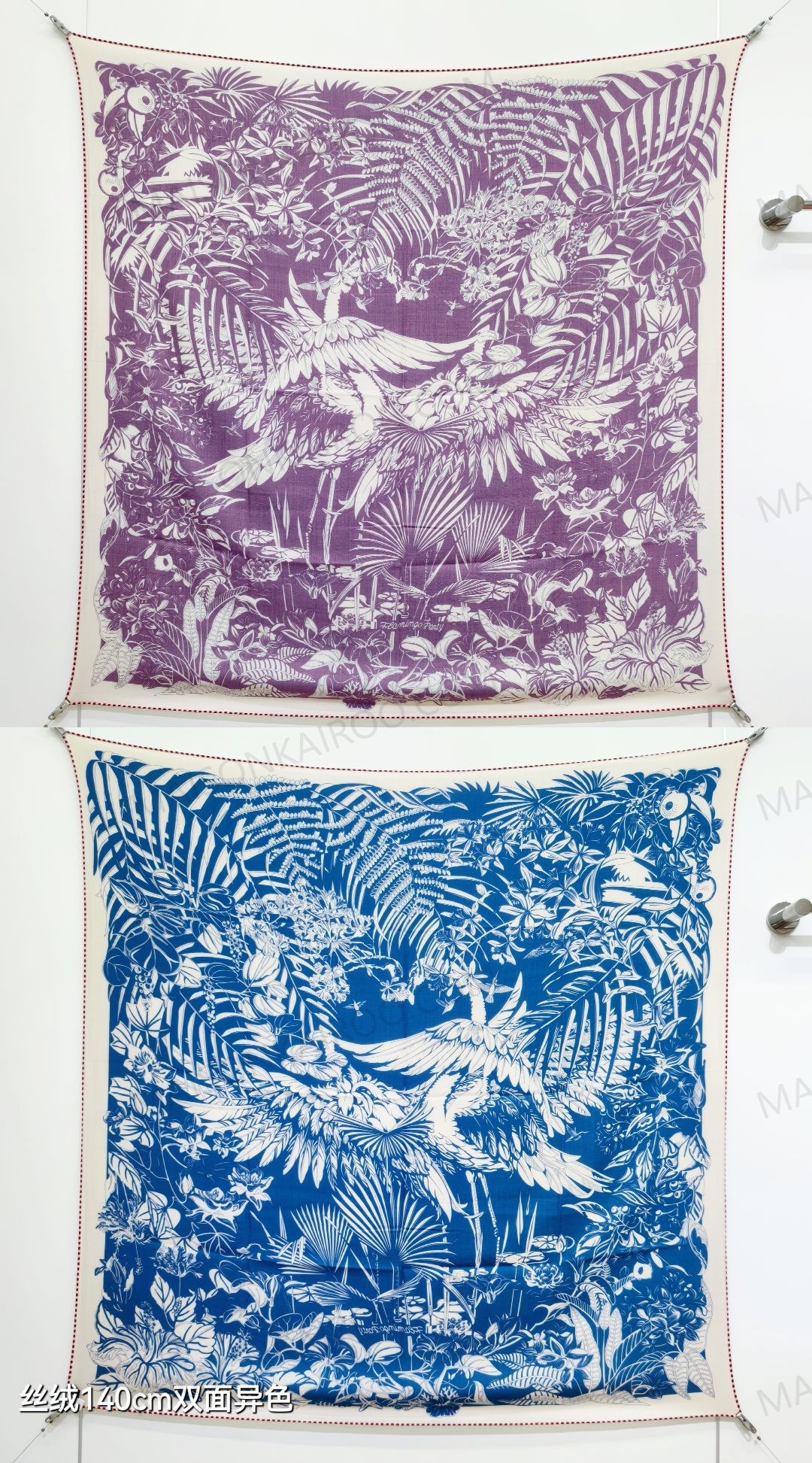 Hermes Tropical Jungle Crane 140 Double‑Face Silk‑Cashmere Shawl Scarf - KAIROO