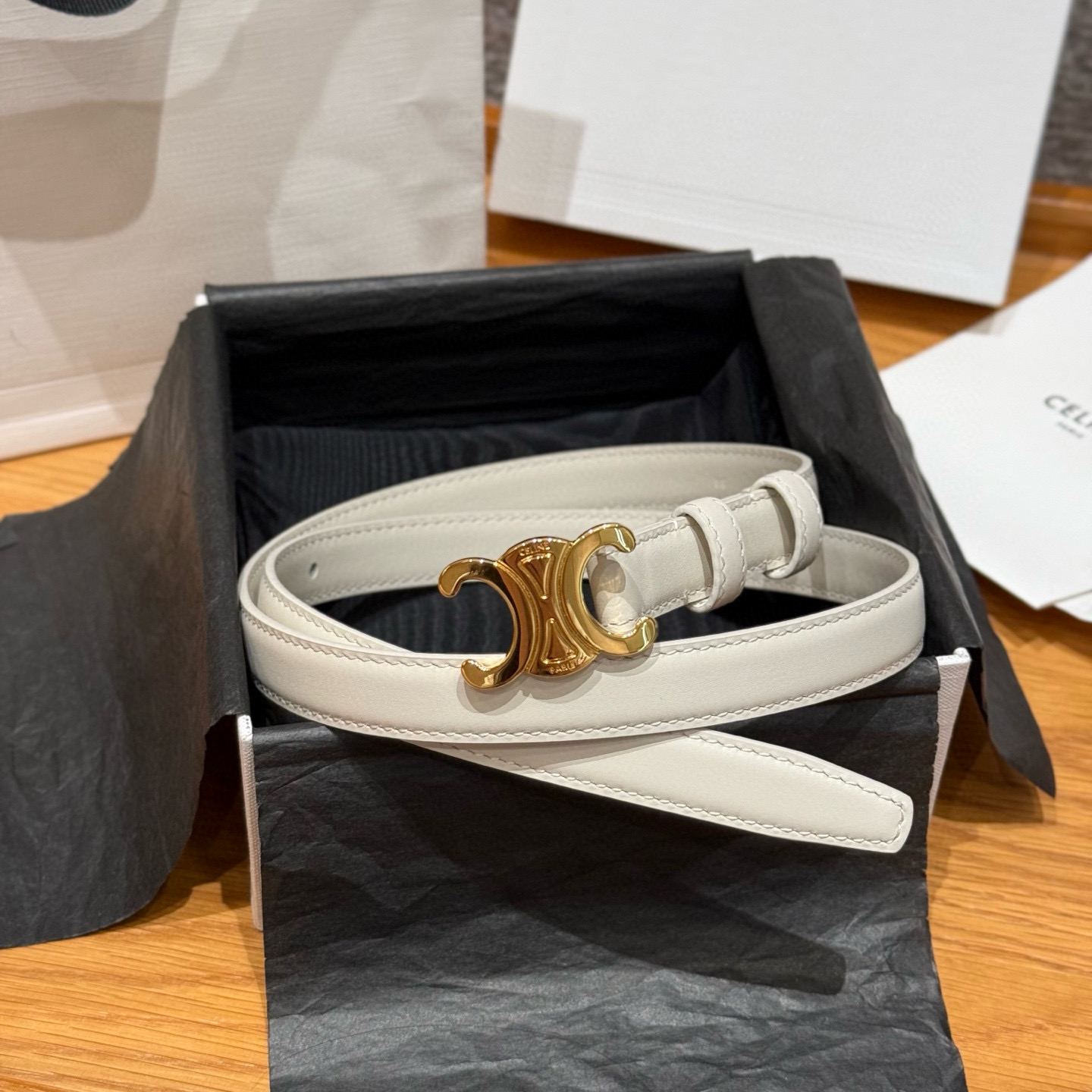 Celine Triomphe Leather Belt 2.5cm