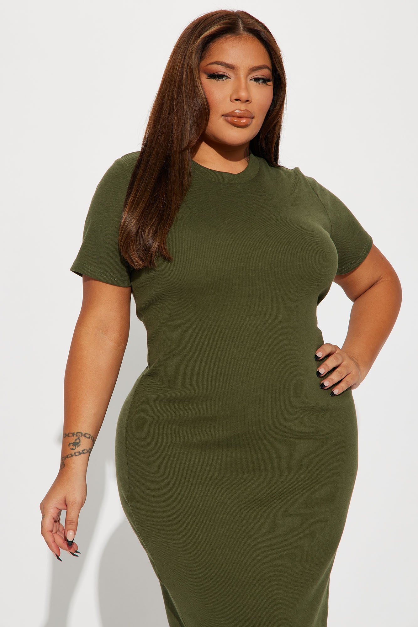 Kacey Knit Midi Dress - Olive