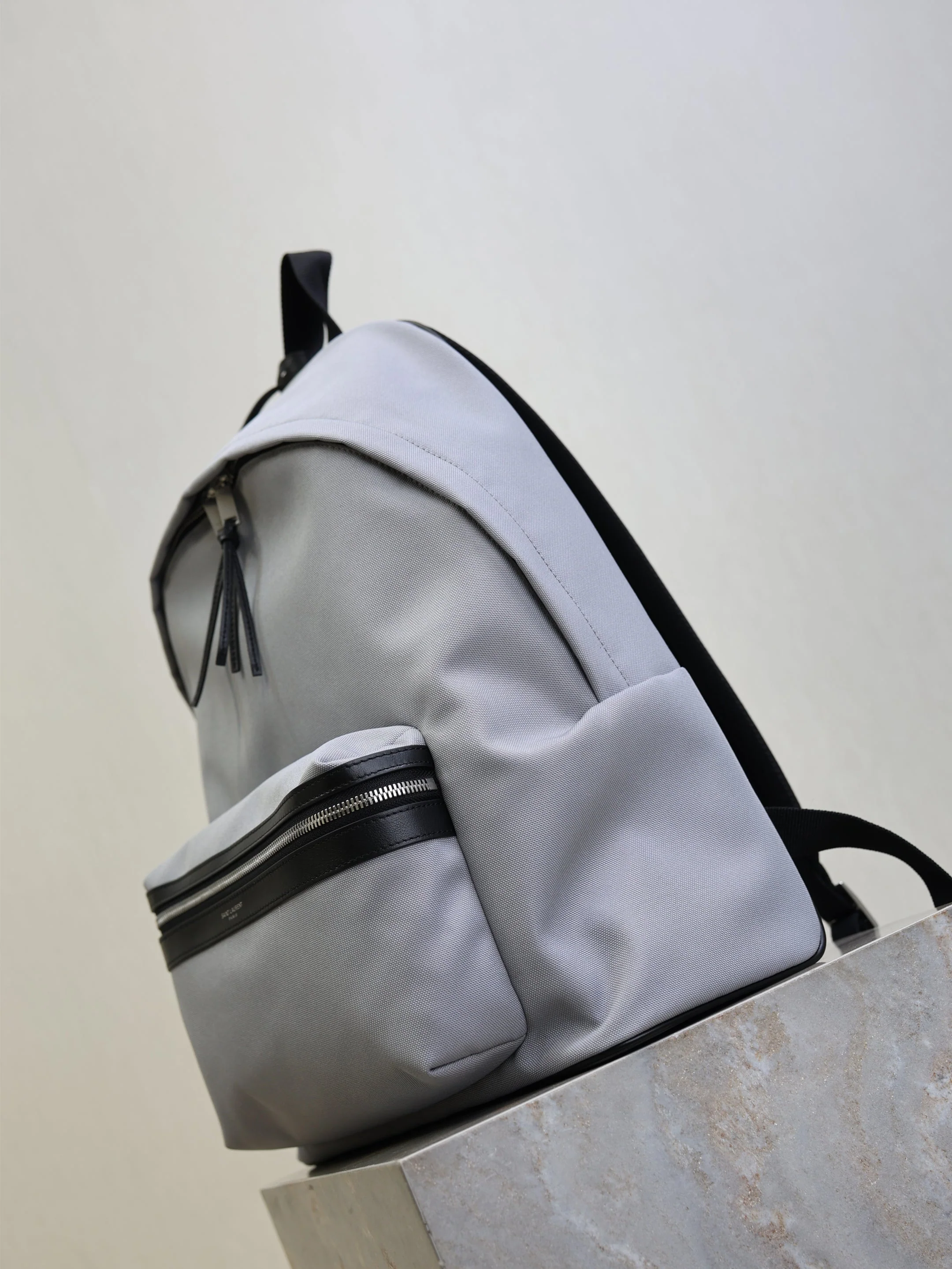 Saint Laurent YSL City Backpacks Light Gray Cowhide Cotton