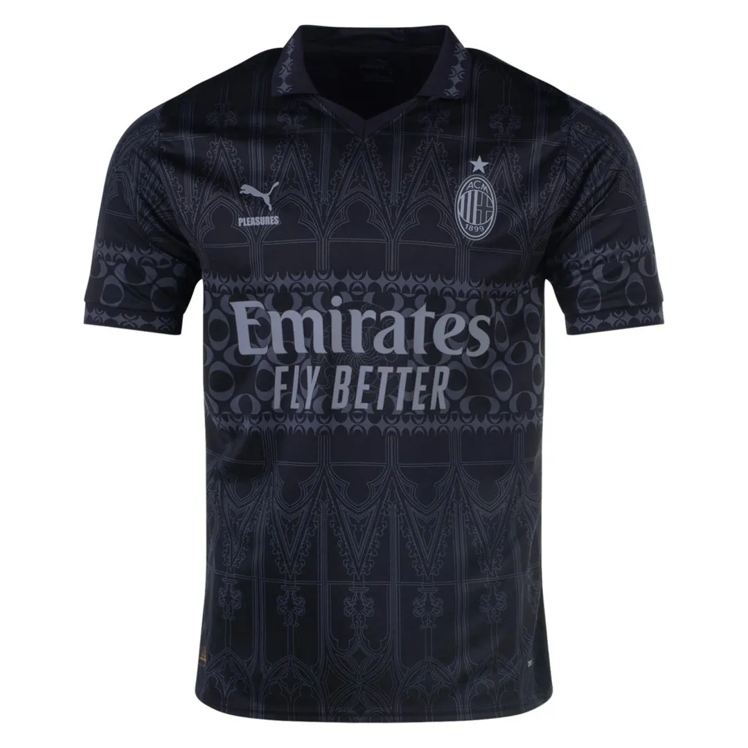 23-24 AC Milan x Pleasures Fourth Jersey Black Shirt
