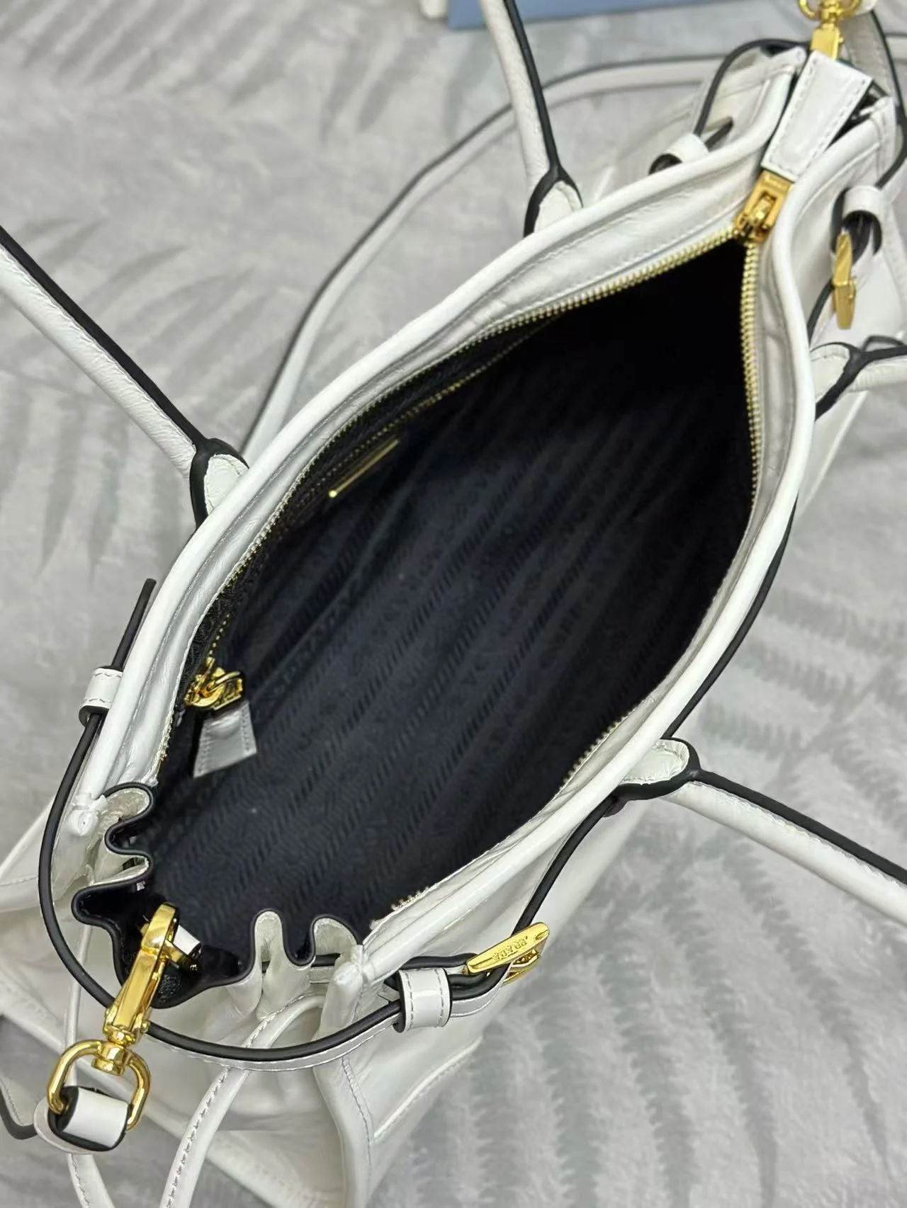 Prada Bonnie Medium Handbag 32cm White Calfskin