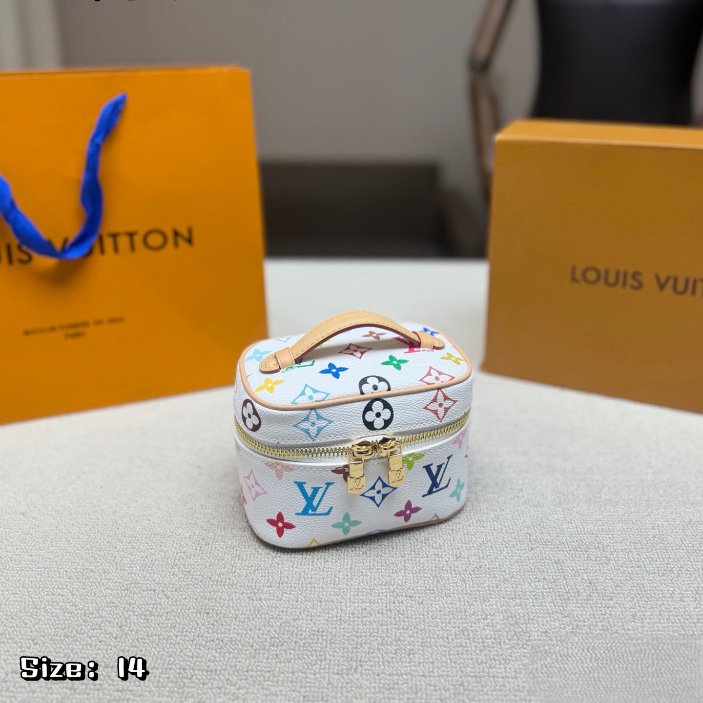 Louis Vuitton x TM Nice Vanity Case White Monogram Multicolore Canvas Top Handle Bag - KAIROO