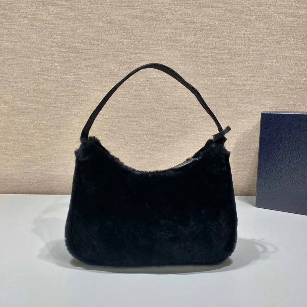 Prada HOBO BAG 23 IN BLACK RABBIT FUR