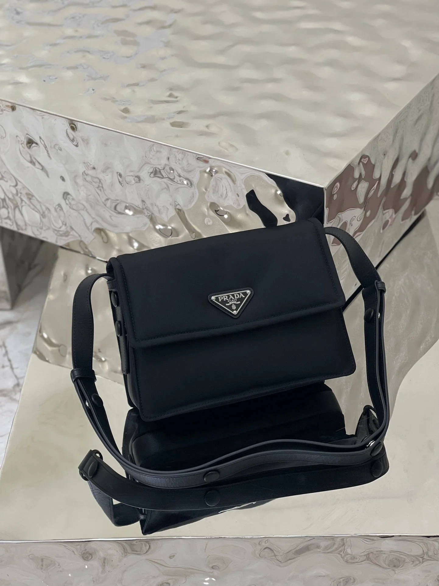 Prada CINI 23 MEDIUM BAG IN BLACK RE-NYLON WITH STRAP