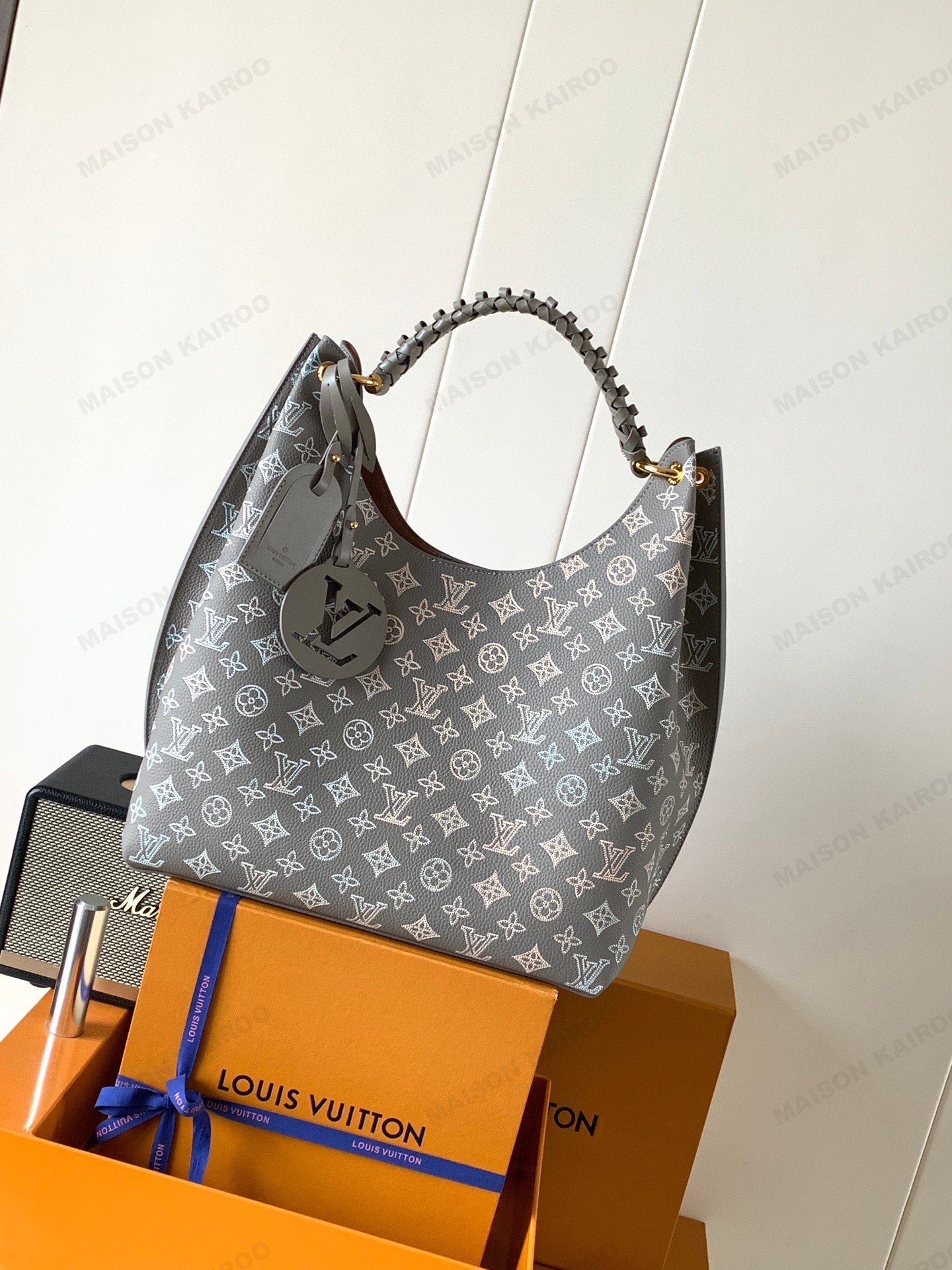 【10A】Louis Vuitton LV Mahina Hobo Moon Goddess Taupe Gradient Perforated Leather Braided Handle Tote Bag - KAIROO