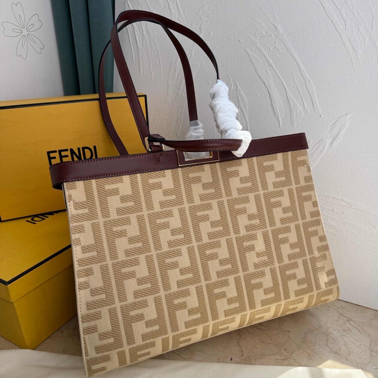 Fendi Bags Peekaboo X-Tote Houndstooth canvas 1819 (10A Mirror Version)