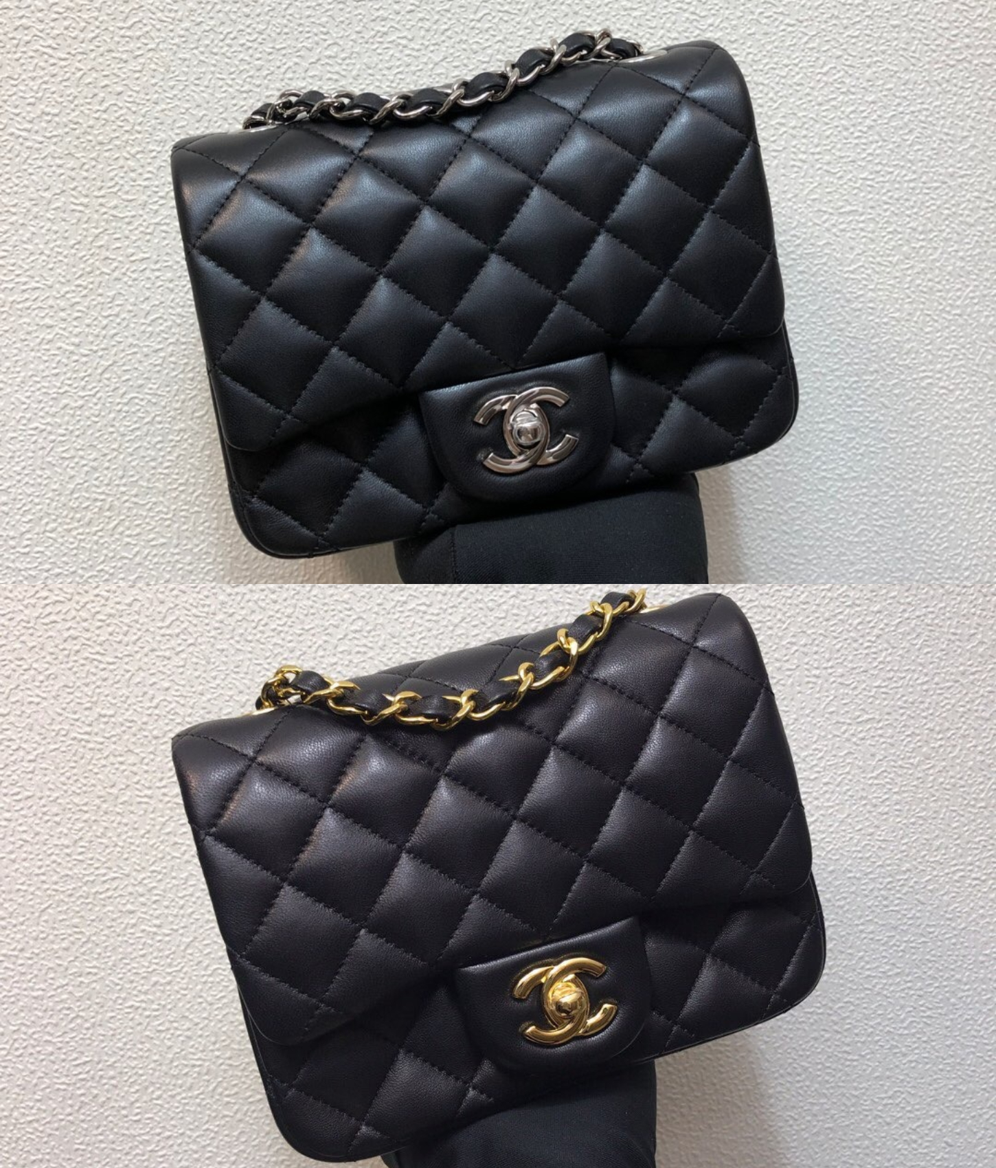 Chanel Mini Square CF 17CM Quilted Smooth Leather Chain Flap Shoulder Bag /10A - KAIROO