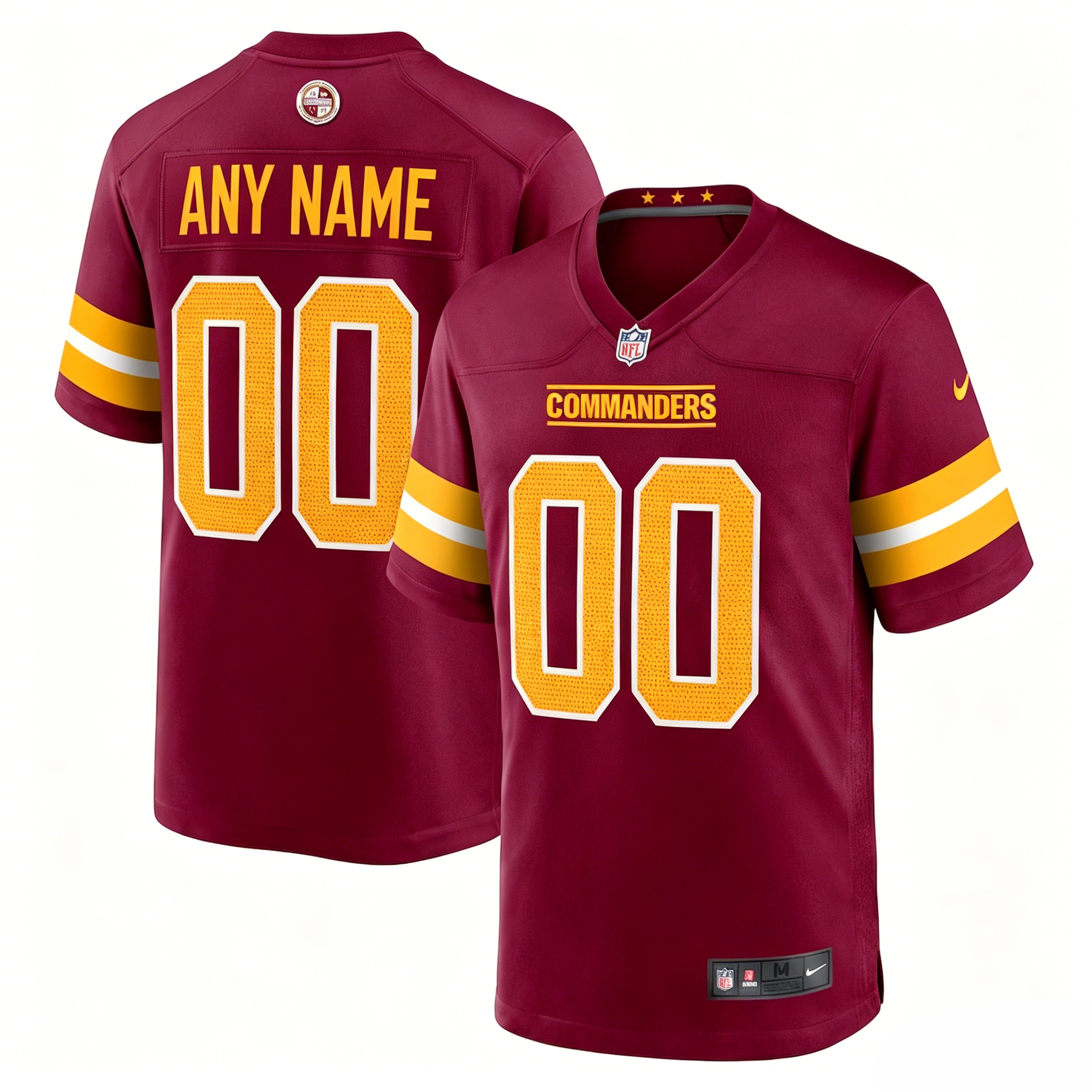 Customized Washington Commanders Nike Black White Red Home and Away Team Game Jersey