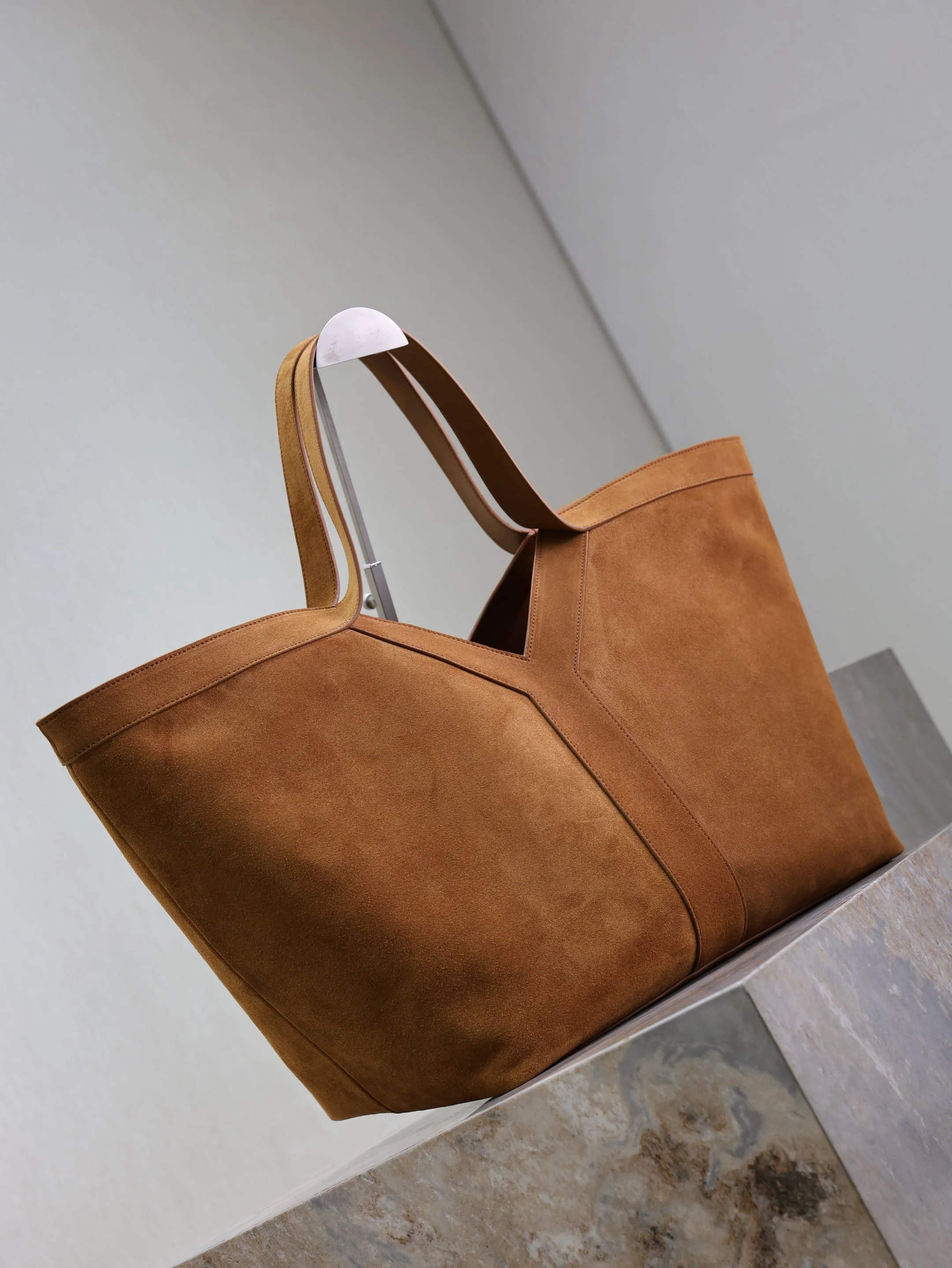 Saint Laurent YSL Tote Bag Brown Suede
