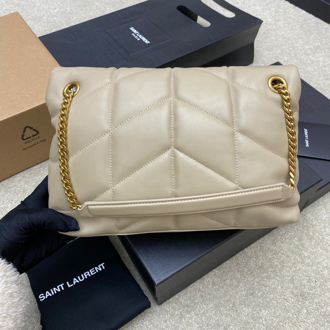 Saint Laurent beige Lambskin Small Puffer Bag