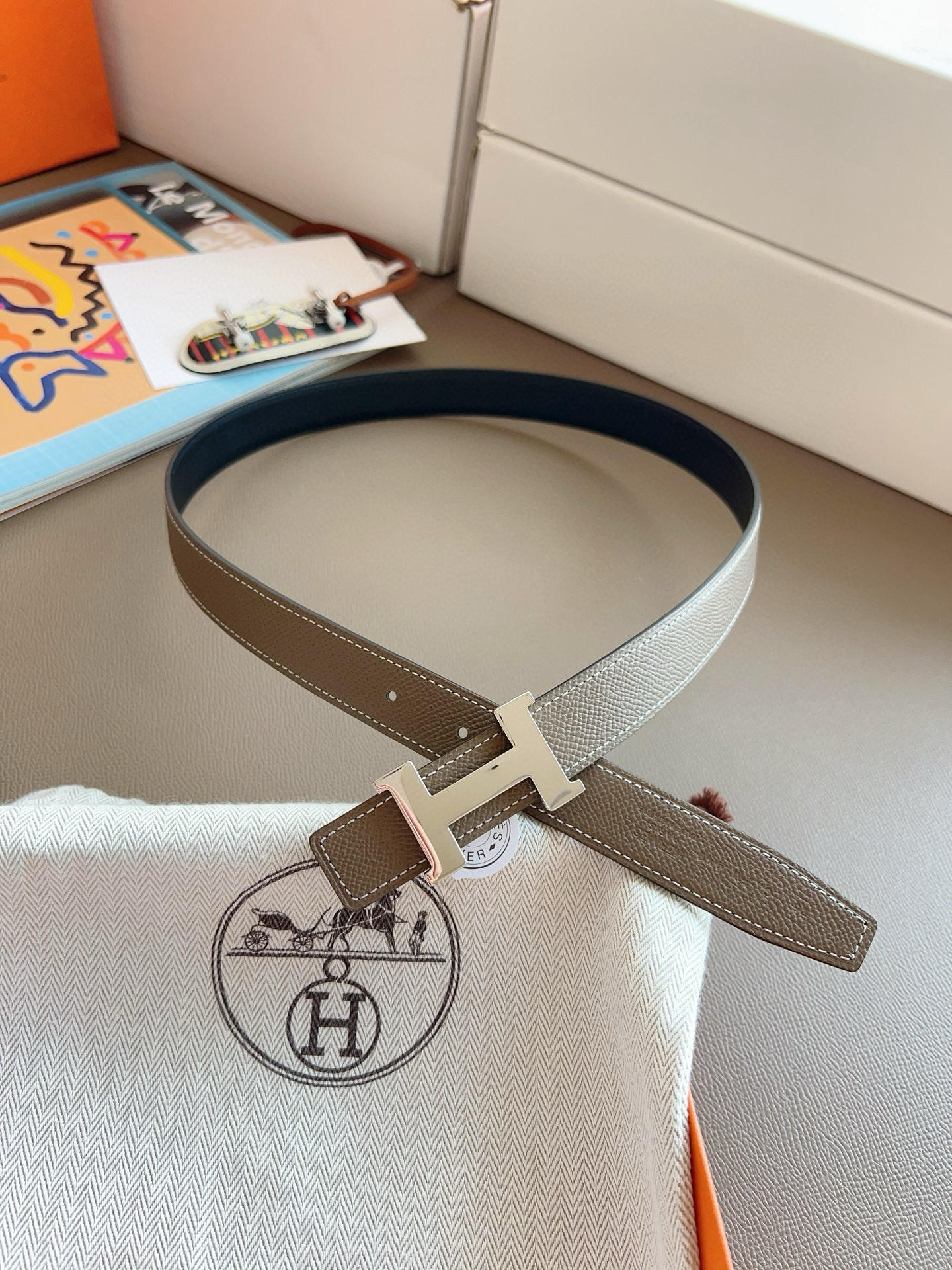 Hermes Mini Constance Reversible Leather Belt 24mm