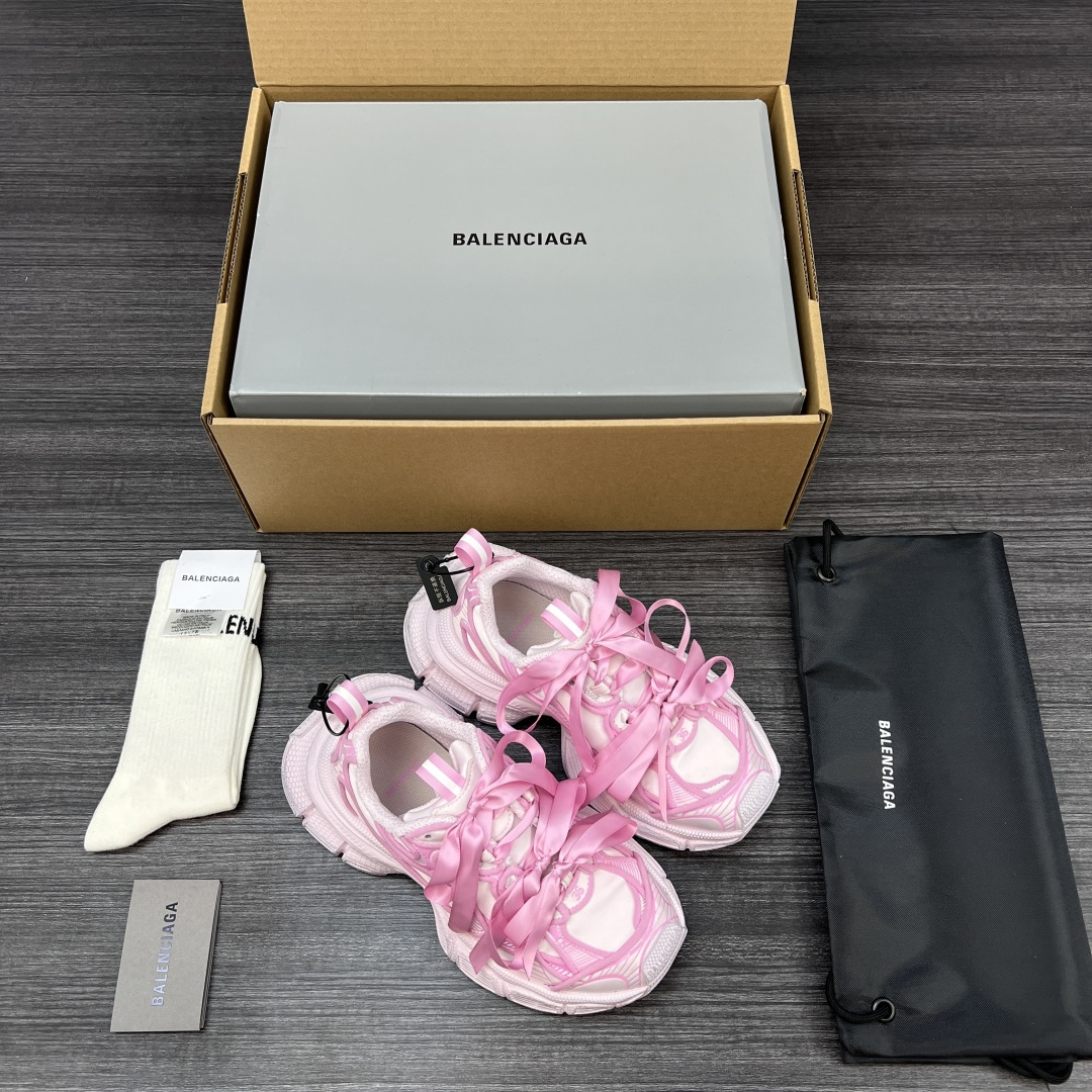 Balenciaga 3XL Pink Satin Ribbon Bow Coquette Oversized Chunky Sneaker - KAIROO