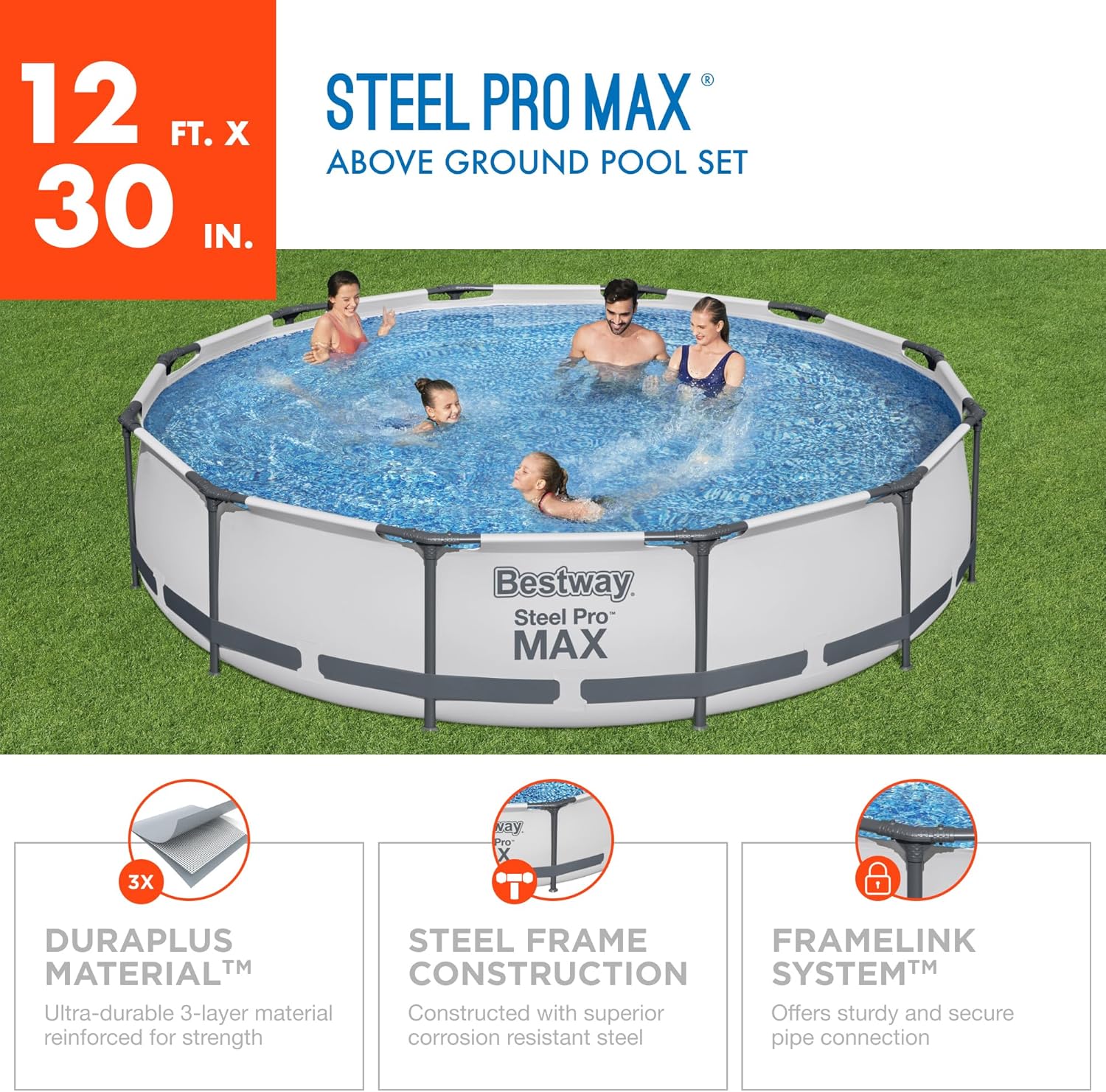 Bestway Steel Pro MAX Above Ground Swimming Pool (12' x 30
