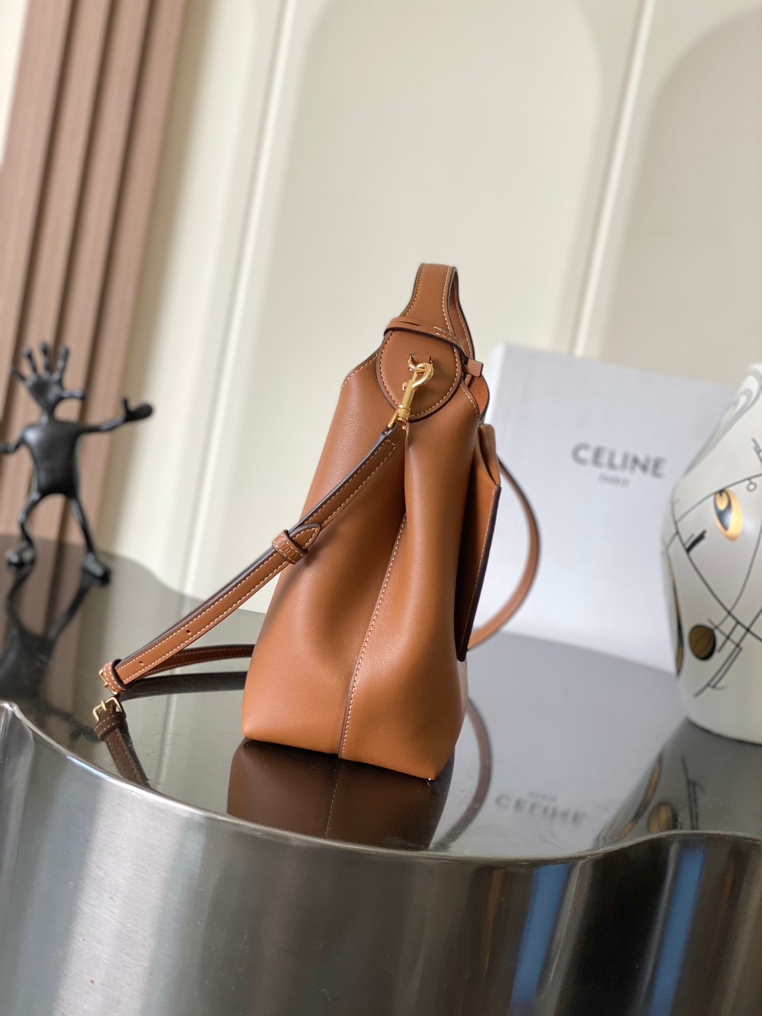 Celine Small  in Supple Calfskin-Brown