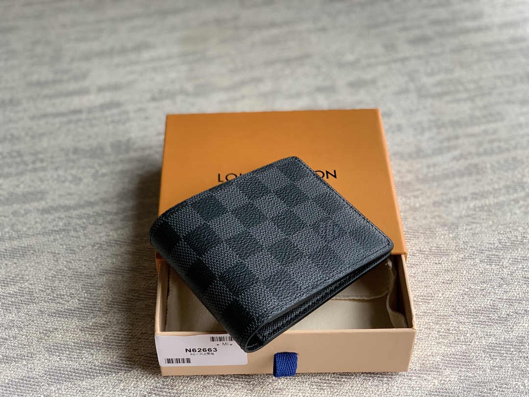 N62663 LV Men's Multiple Wallet Damier Graphite Canvas