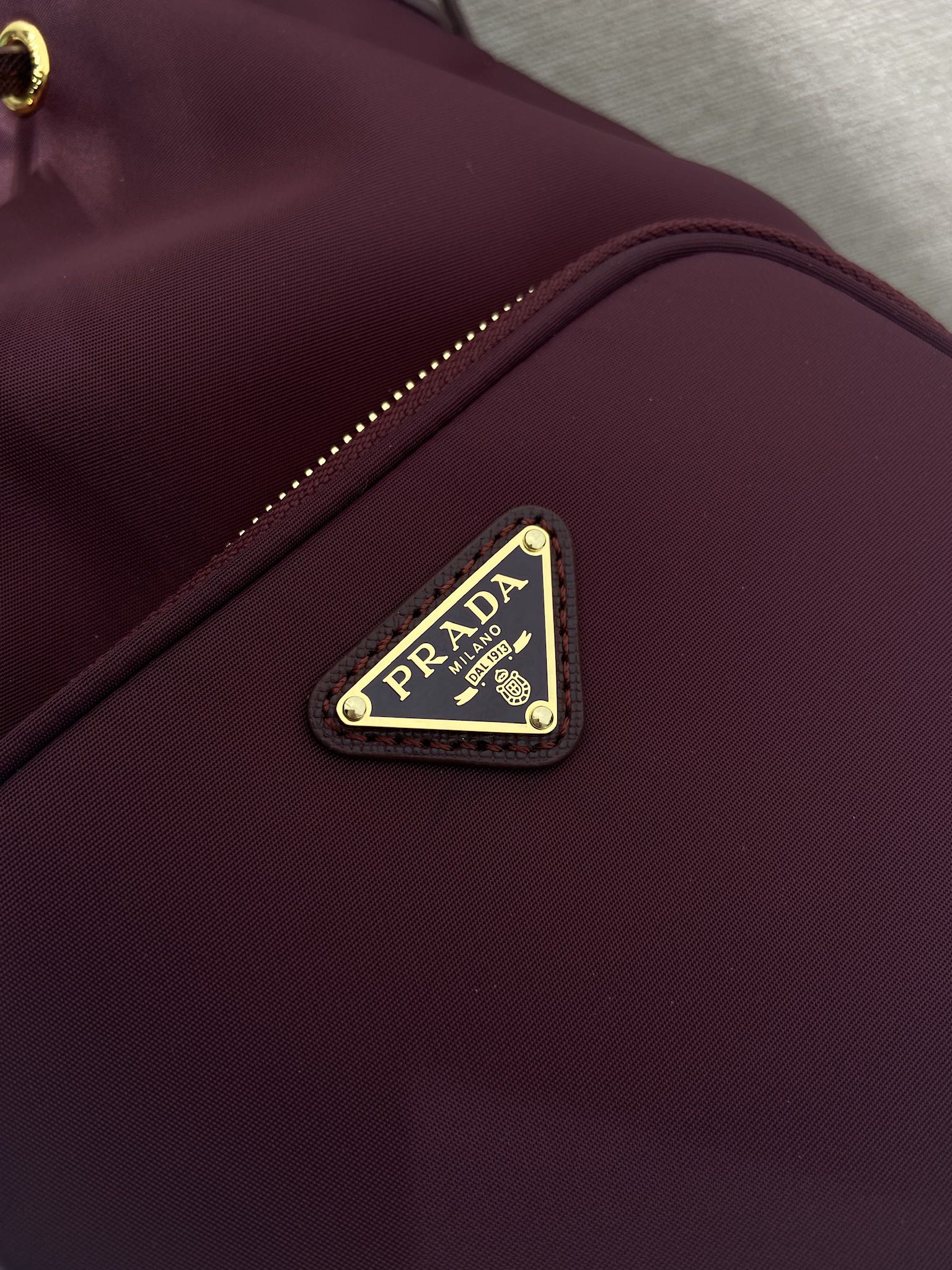 Prada  bucket bag 23 burgundy nylon fabric 280826