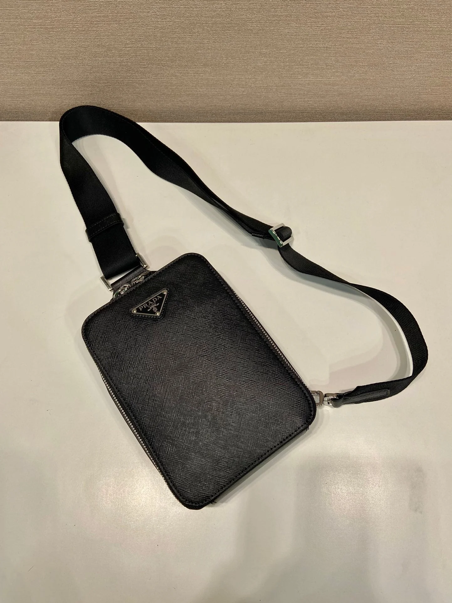 Prada CHEST BAG 20 IN BLACK SAFFIANO LEATHER