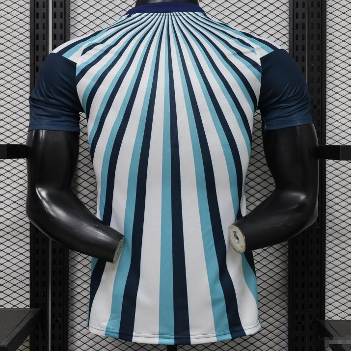 Player Version 2026 Argentina White Light Blue Dark Blue Radial Stripe Special Edition Jersey S-3XL