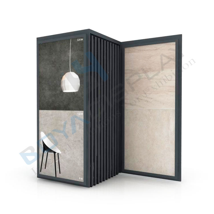 Customized Pull Push Ceramic Tile Granite Marble Display Quartz Slab Stone Wood Flooring Parquet Stand Sliding Tile Display Rack