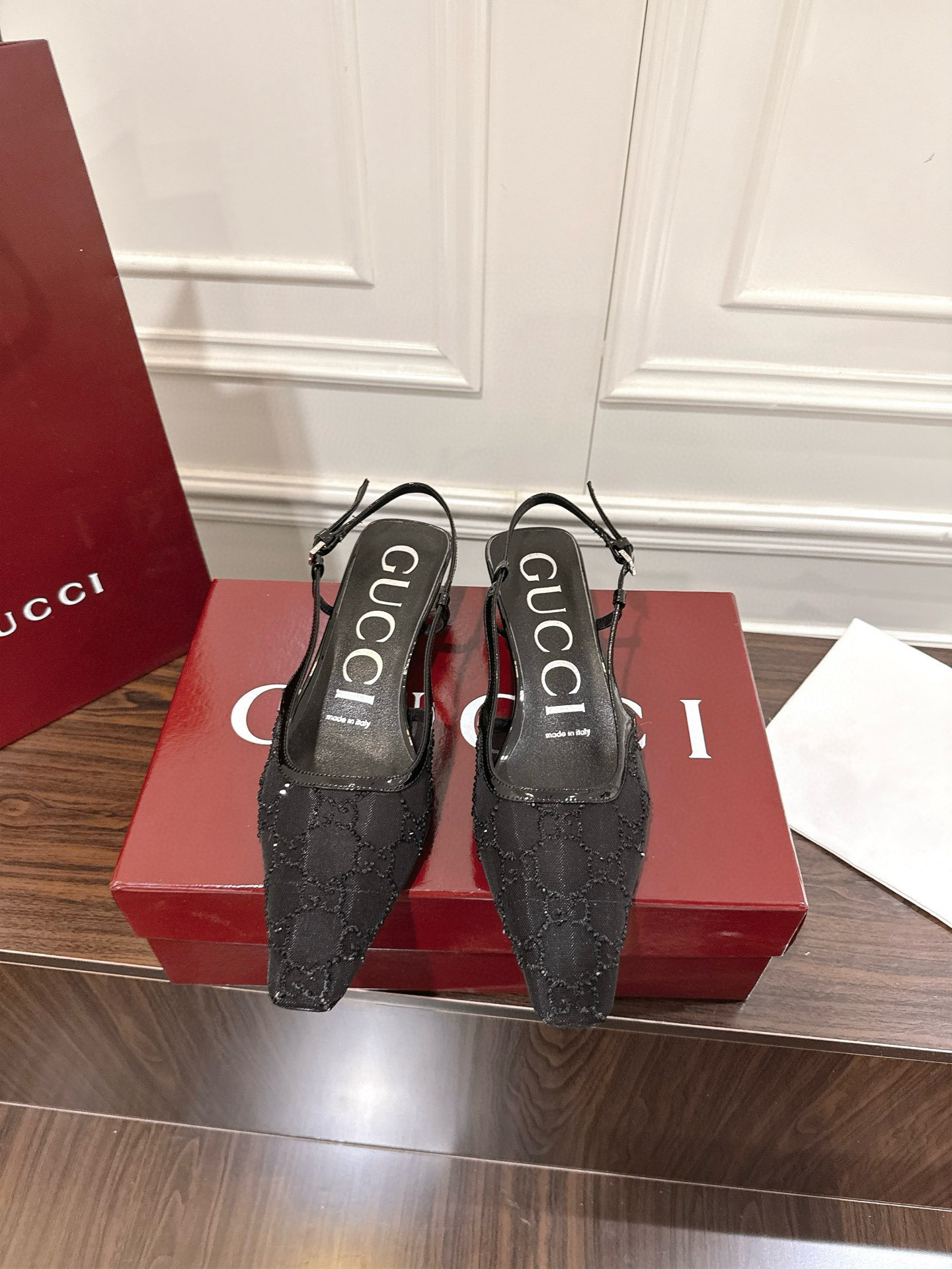 Women's Gucci  GG crystal slingback pump
