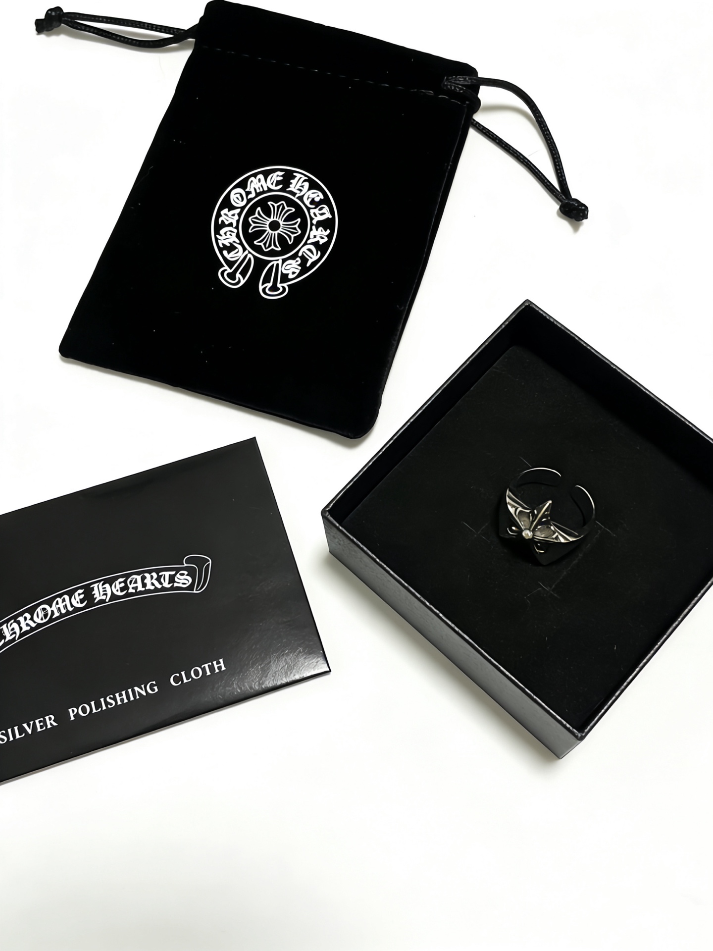 Chrome Hearts Oxidized Silver Unisex Open Ring
