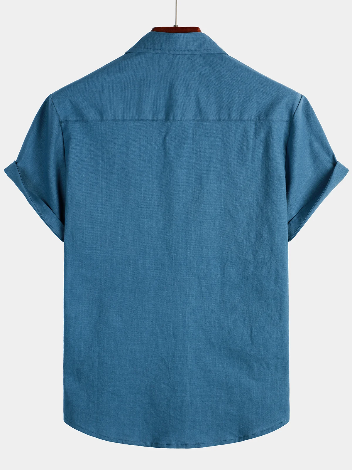 Men's Solid Color Cotton Linen Short Sleeve Shirt