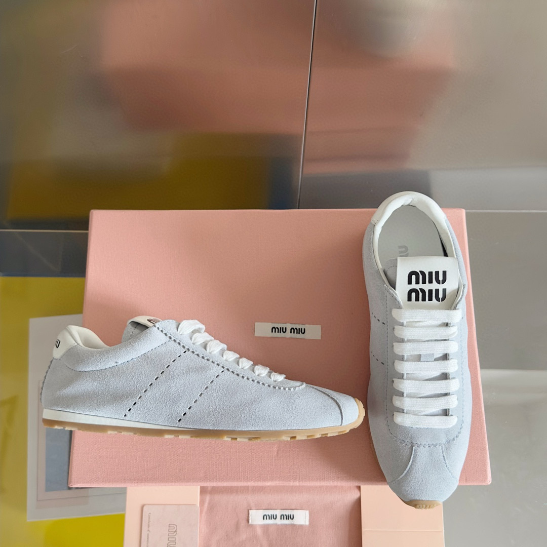 Miu Miu Plume Suede Leather Sneaker