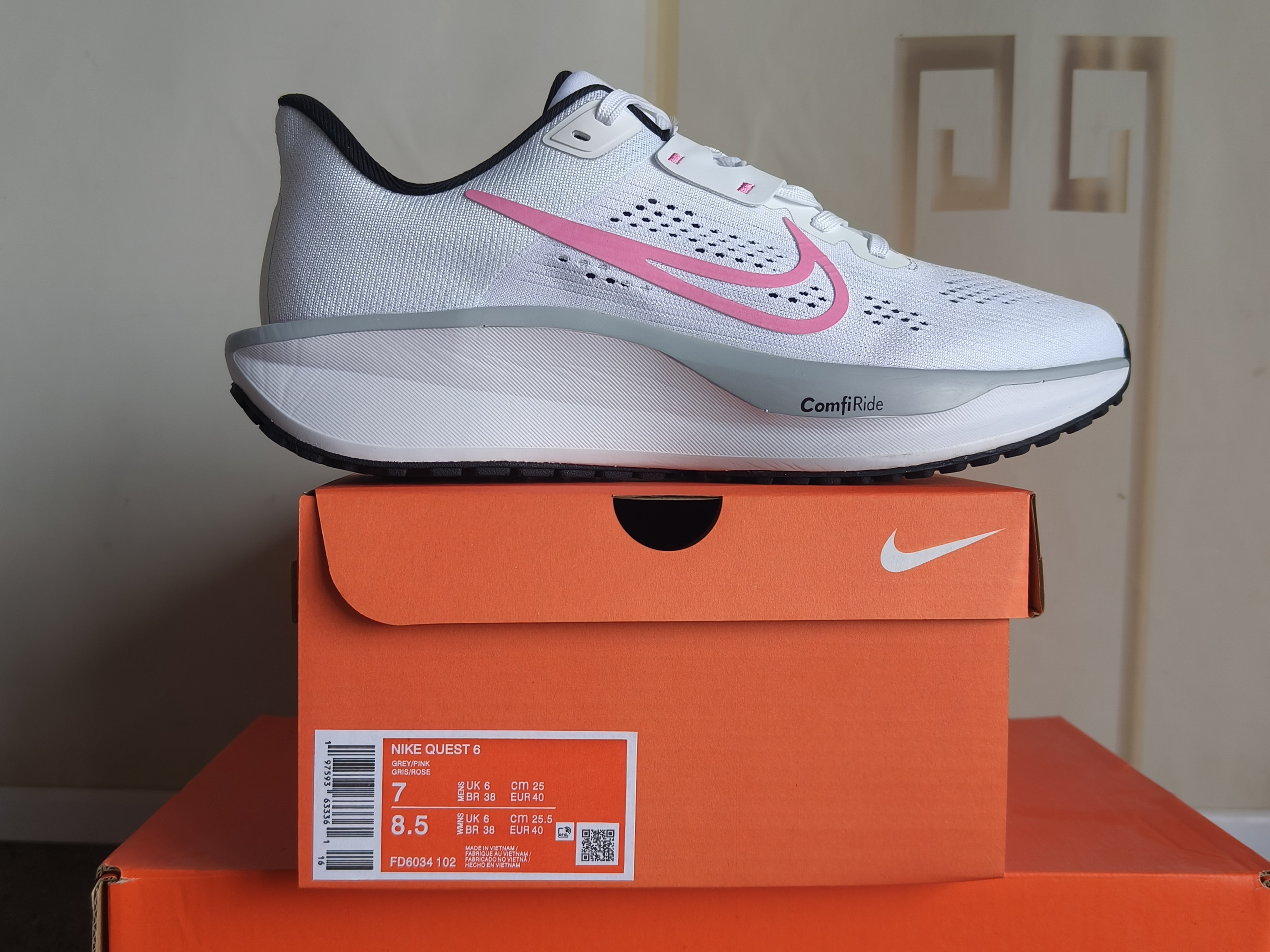 FD6034-102 US Men's Sizes6 to 11 in half sizes Grey Pink Gen6 Shoes tianlong