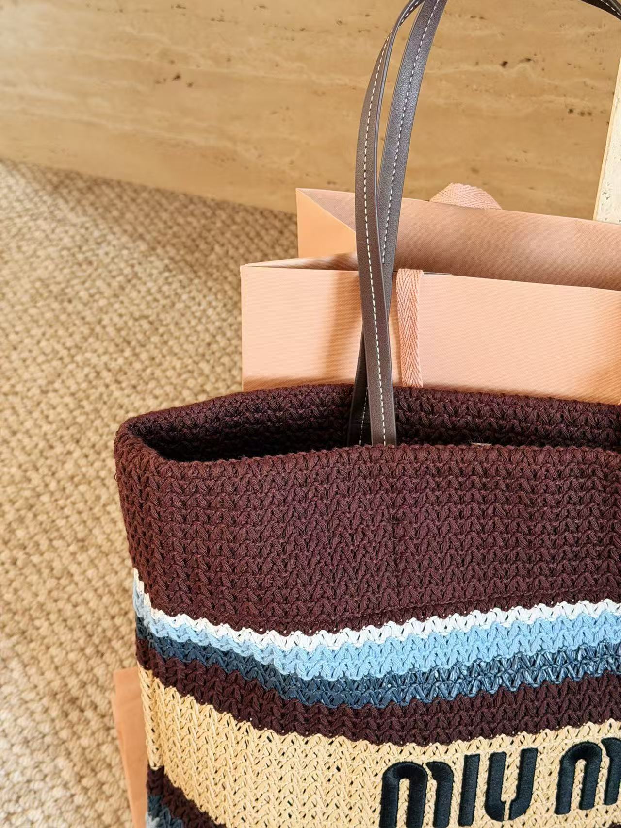 Miumiu new spliced pattern woven bag