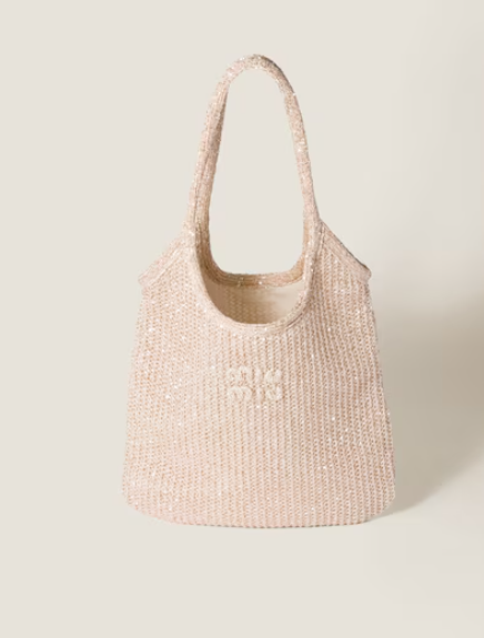 Miu Miu Nude Pink Ivy Sequin Mesh Bag 5BG231