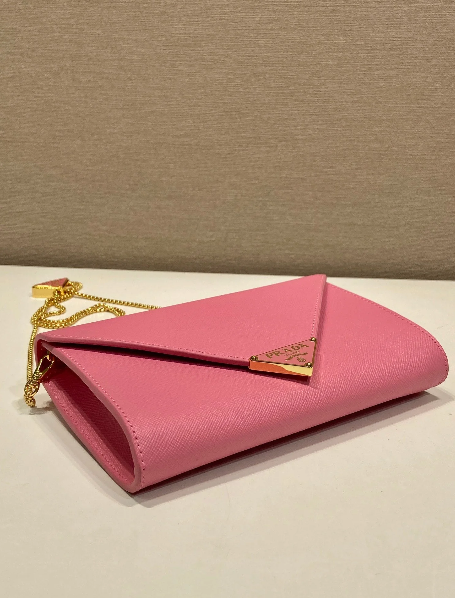 Prada Cross pattern envelope bag pink leather 341153