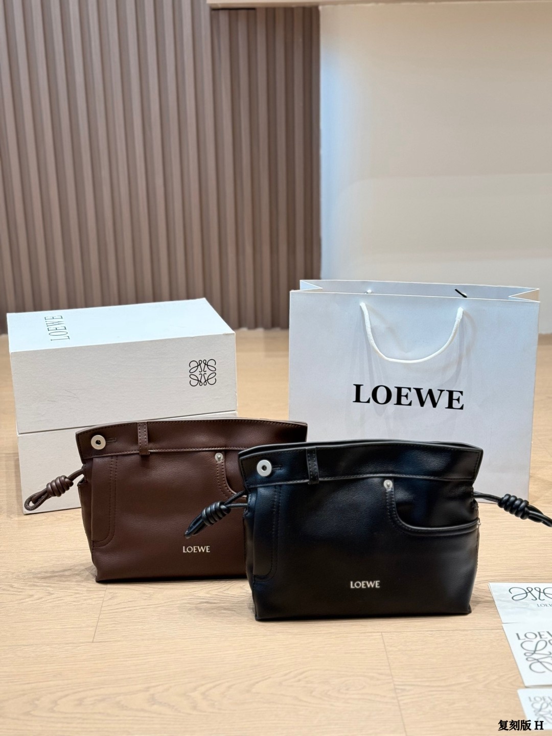 Loewe Flamenco Small Nappa Leather Trouser Pocket Detail Shoulder Top Handle Bag - KAIROO