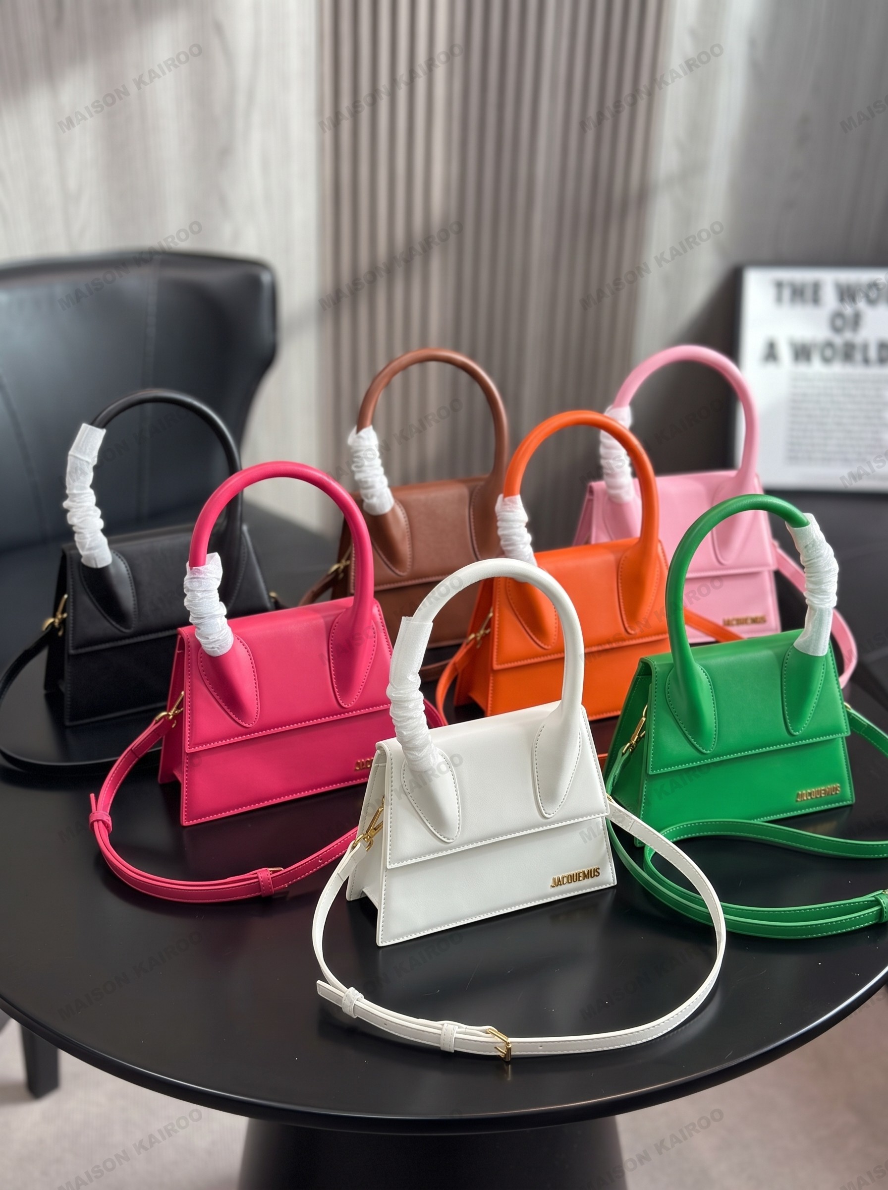 Jacquemus The Large Chiquito Smooth Leather Trapezoid Curved Top Handle Crossbody Bag - KAIROO