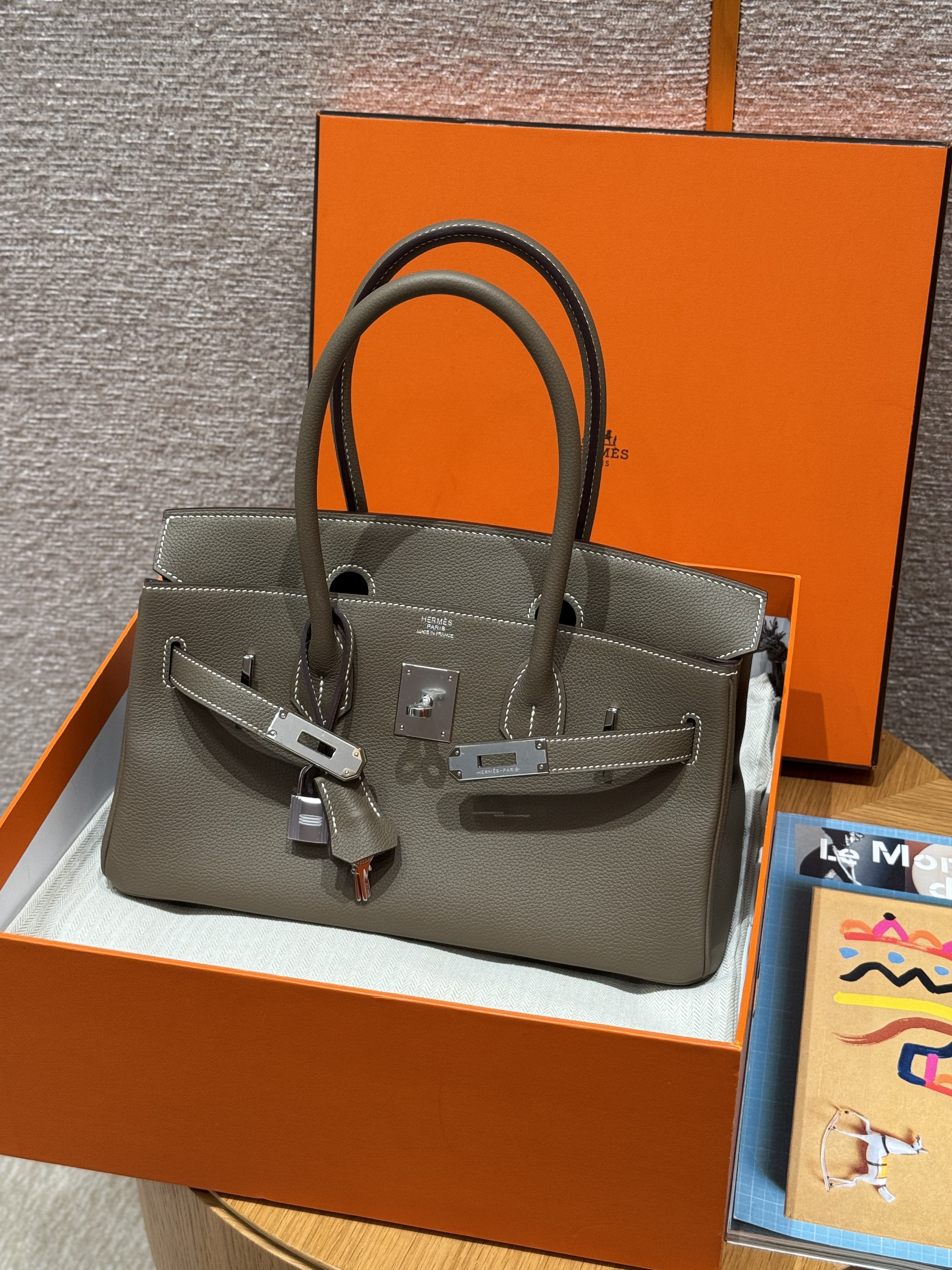 Hermes Etoupe Evercolor Shoulder Birkin 29