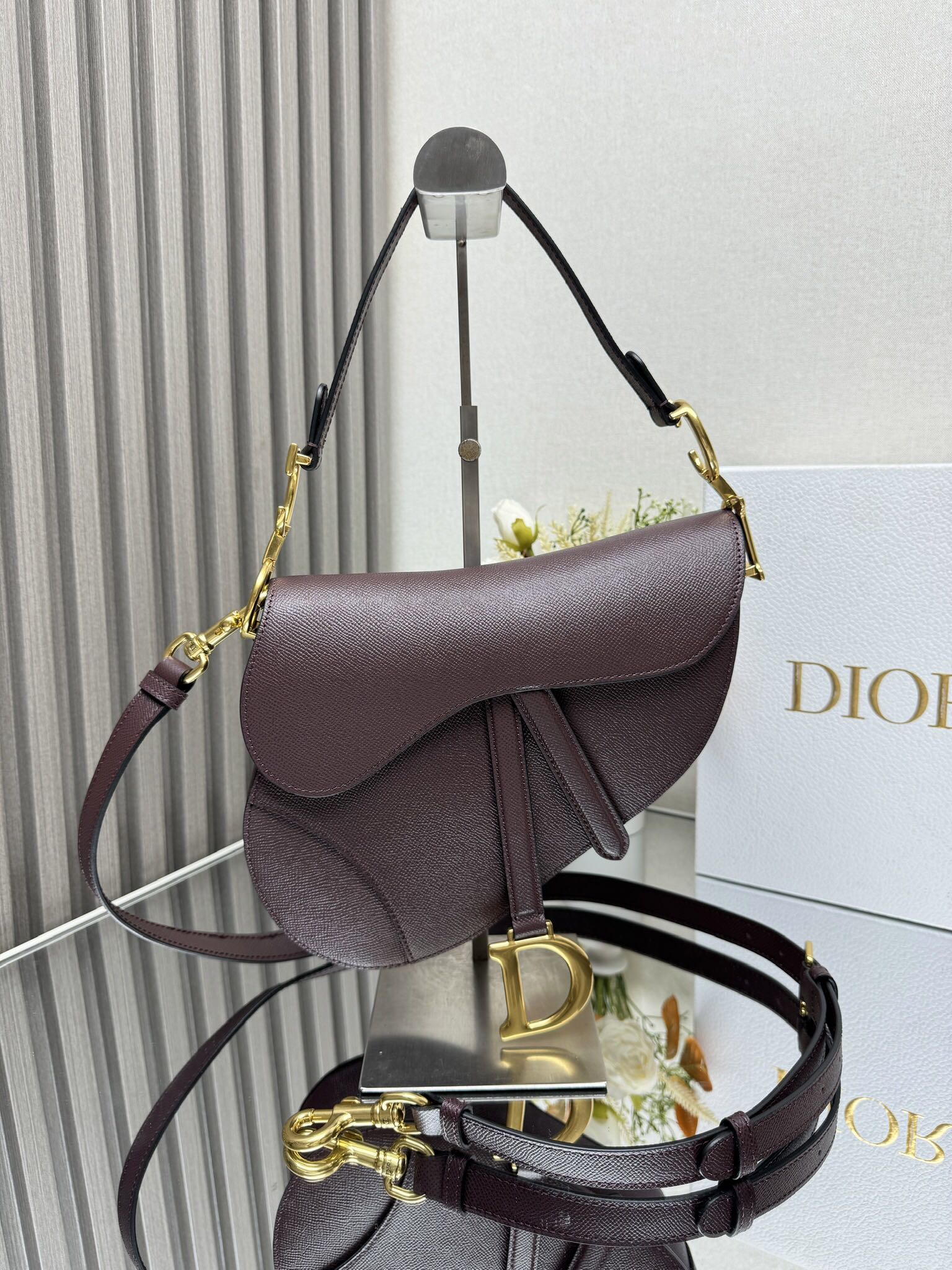 Dior Saddle Bag With Strap in Chocolate