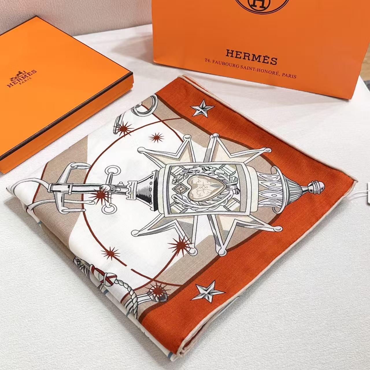 Hermes Silk and Cashmere Shawl