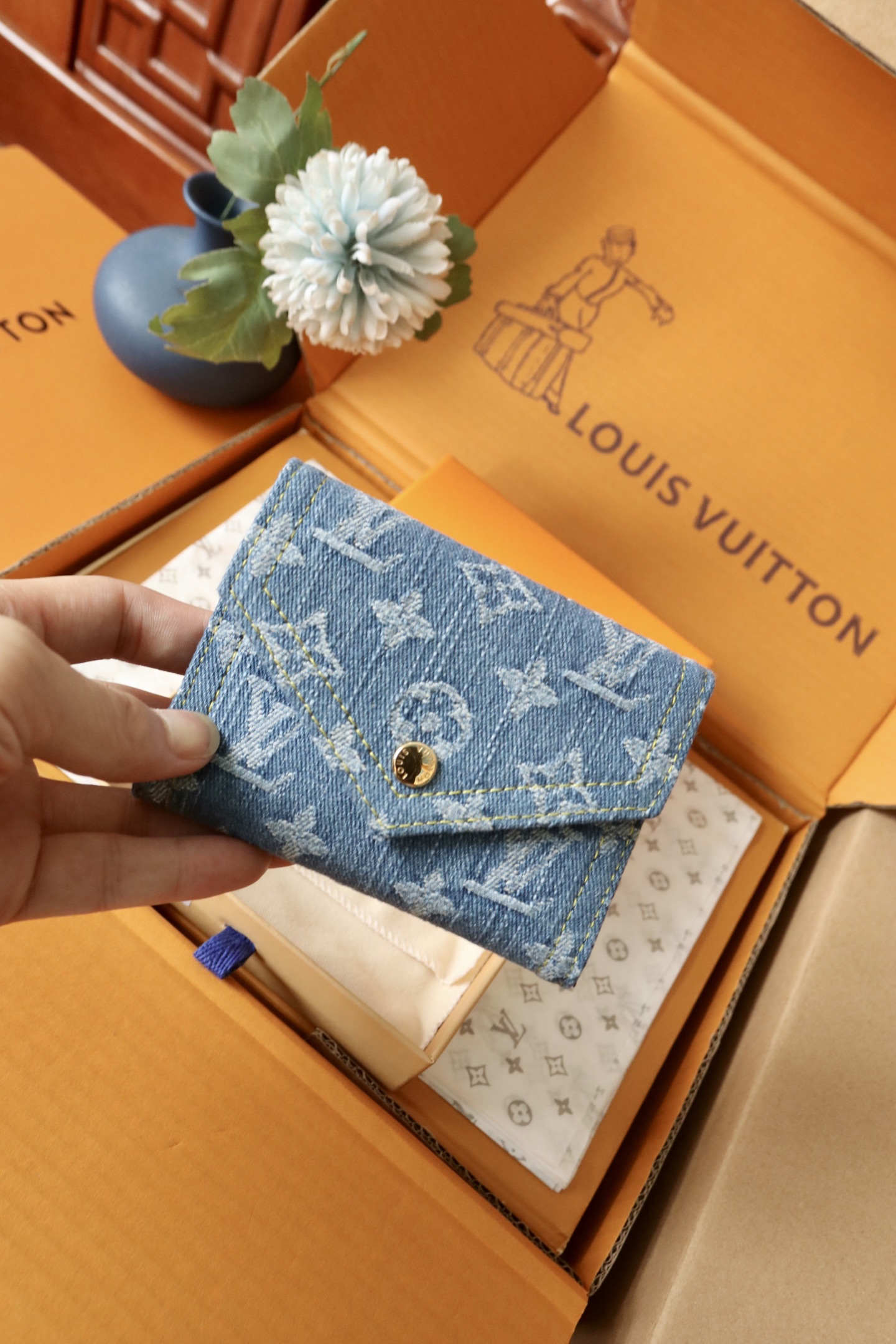 M83121 LV Victorine Wallet Monogram Denim Blue