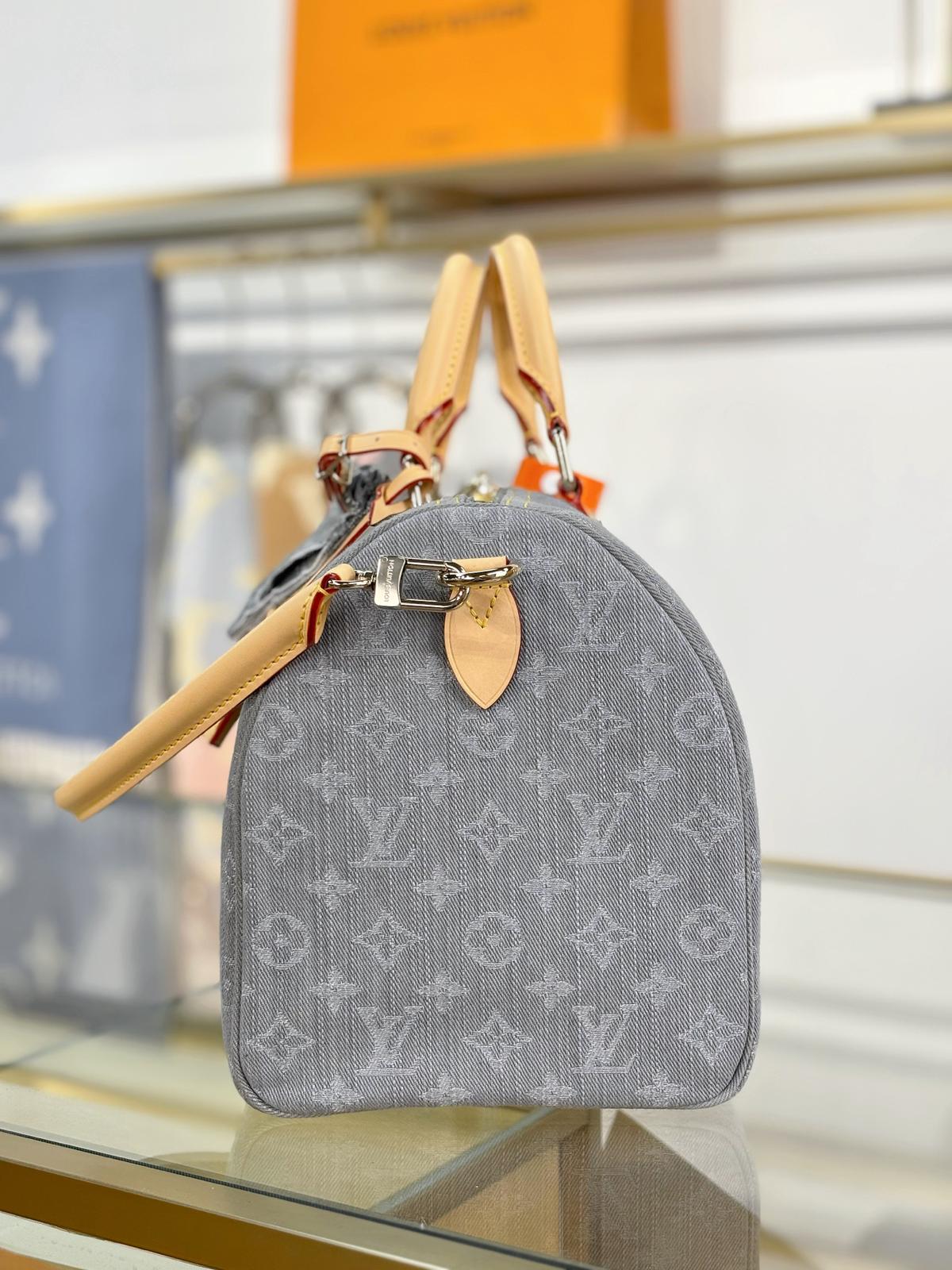 Louis Vuitton LV denim soft speedy 30 monogram bags