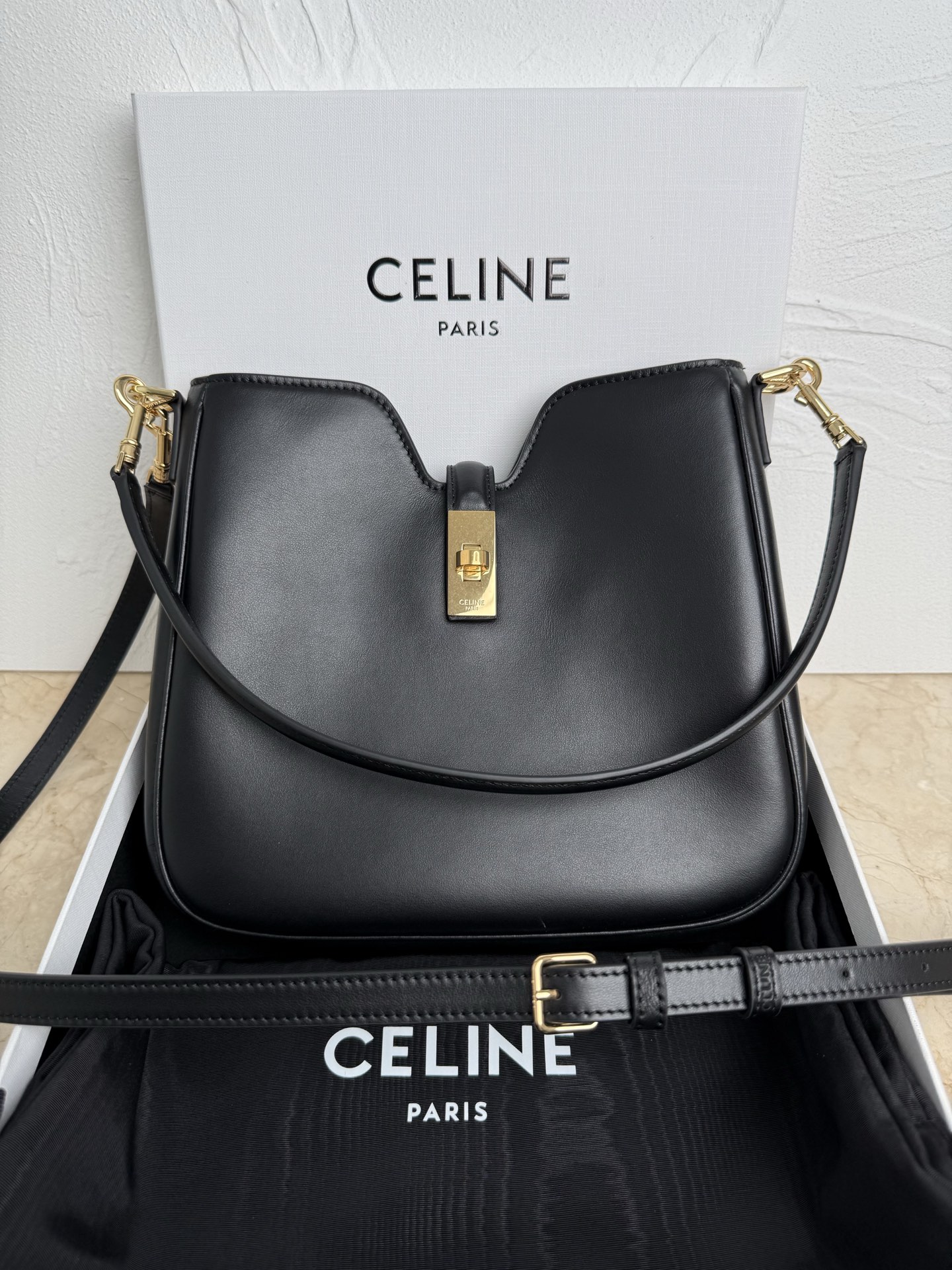 Celine Camille 16 Small Bag in Black Calfskin