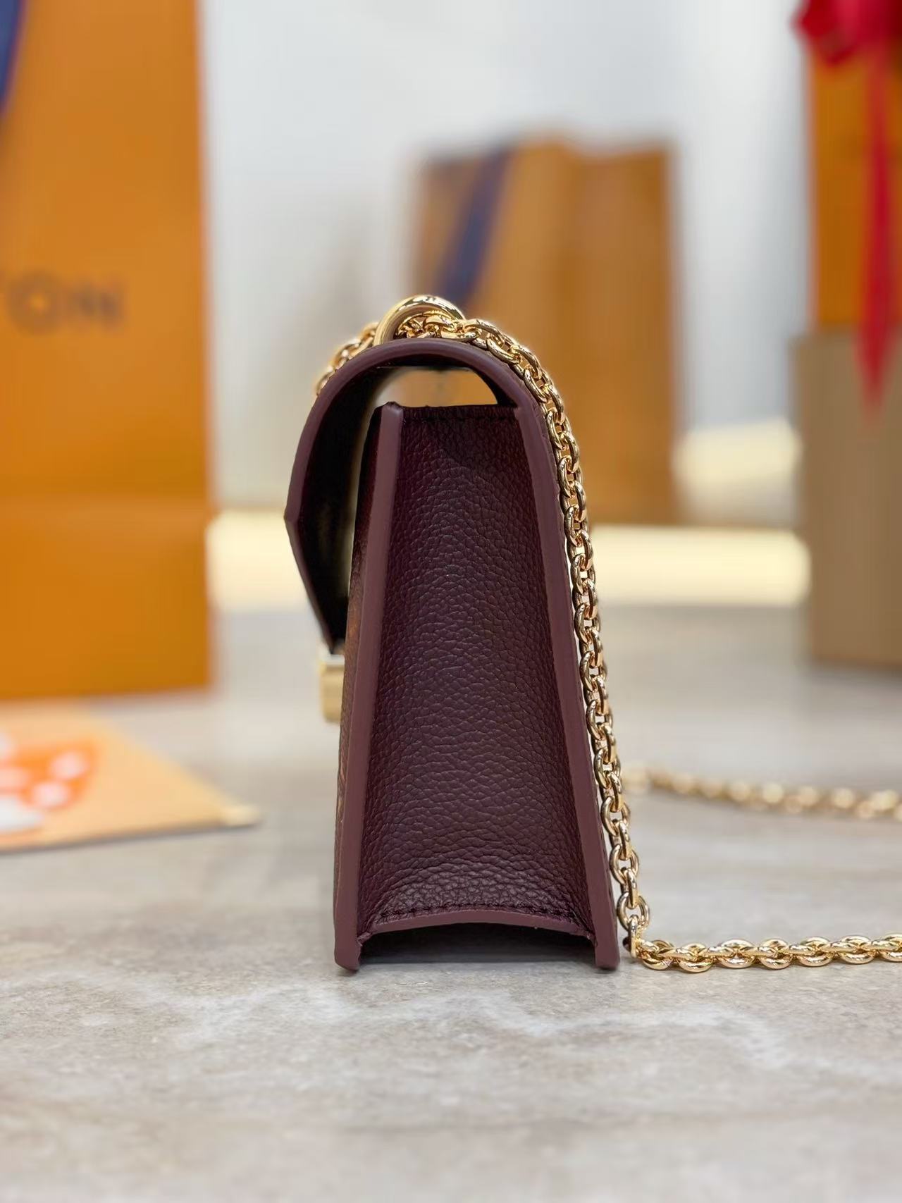Louis Vuitton Burgundy chain bag