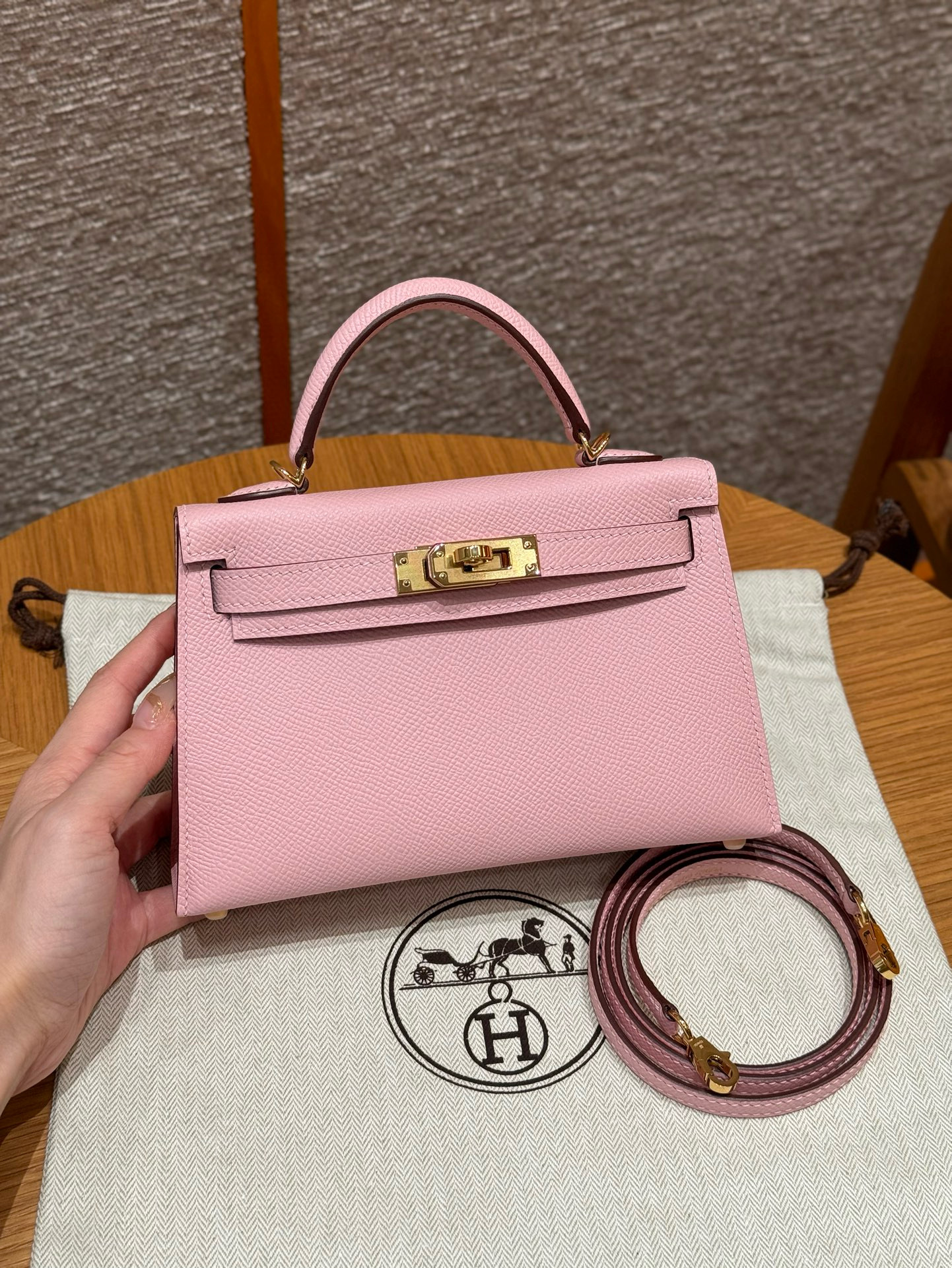 Hermes Rose Sakura Epsom Mini Kelly 20 II