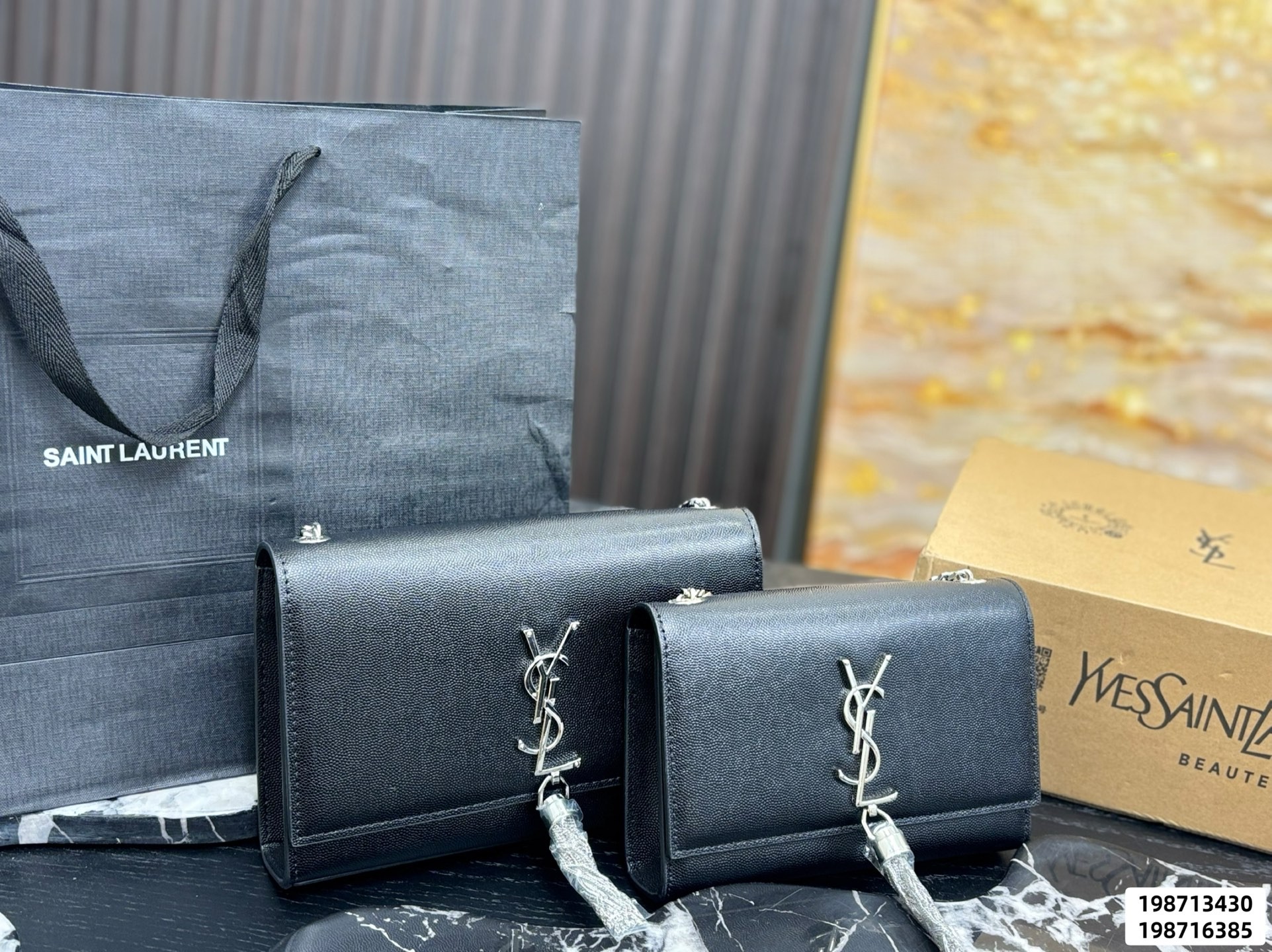 Saint Laurent YSL Kate Small& Medium Grained Leather Chain Gold/Silver Tassel Shoulder Bag - KAIROO