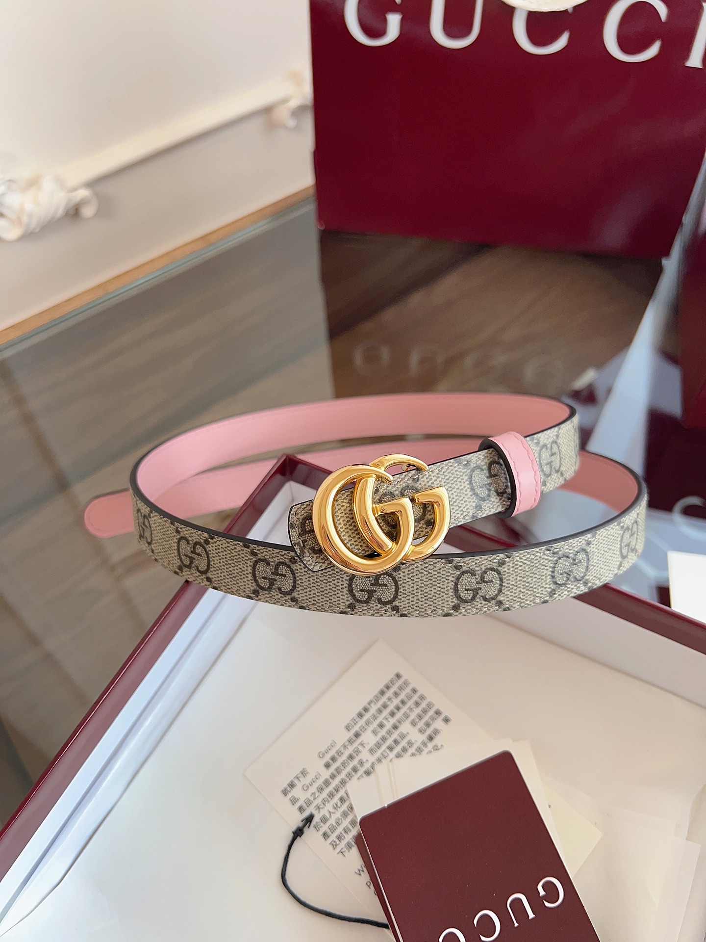 Gucci Reversible GG Marmont Thin Belt 2cm